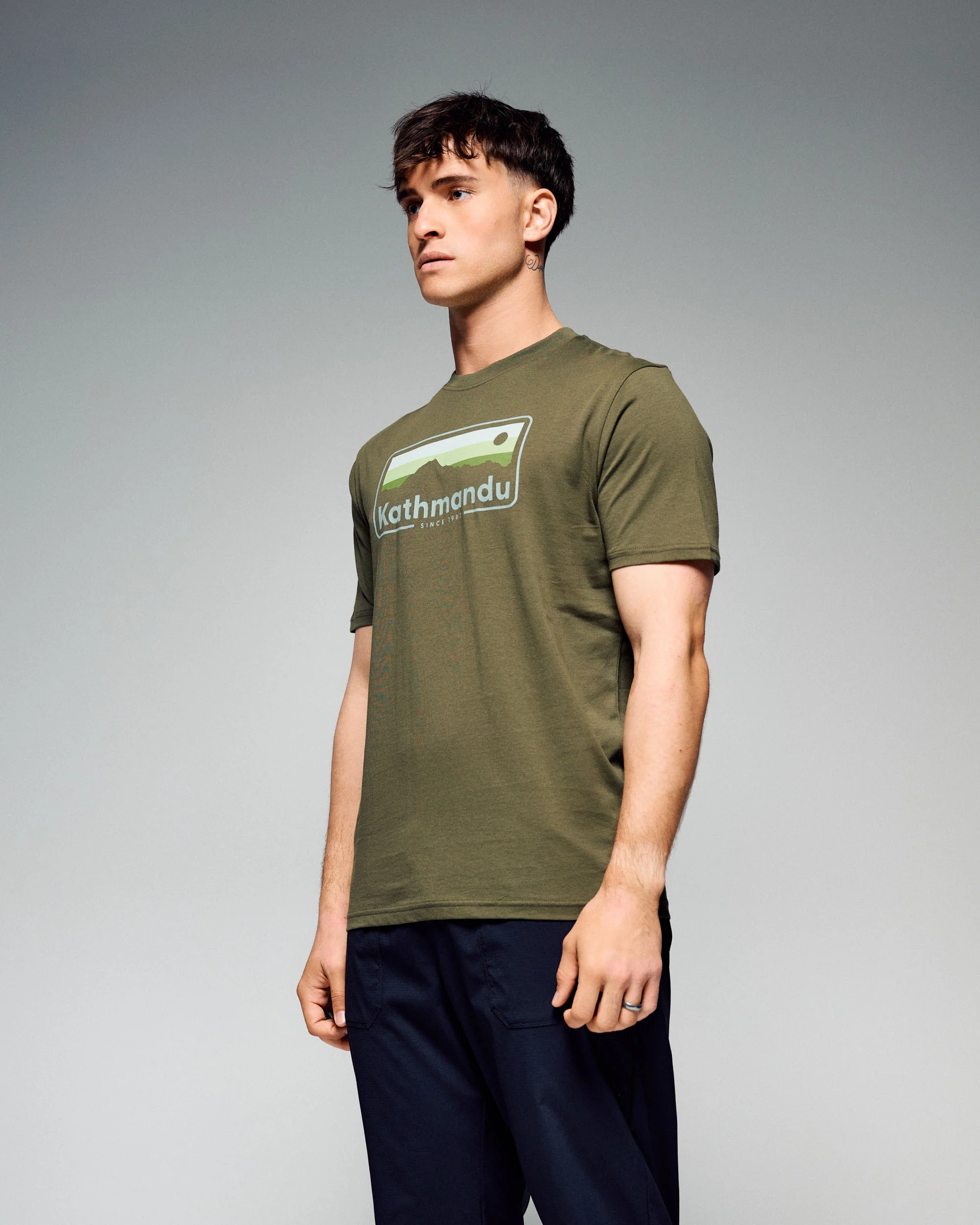 Men's 70's Logo Organic Cotton Tee - Light Moss - Image 2