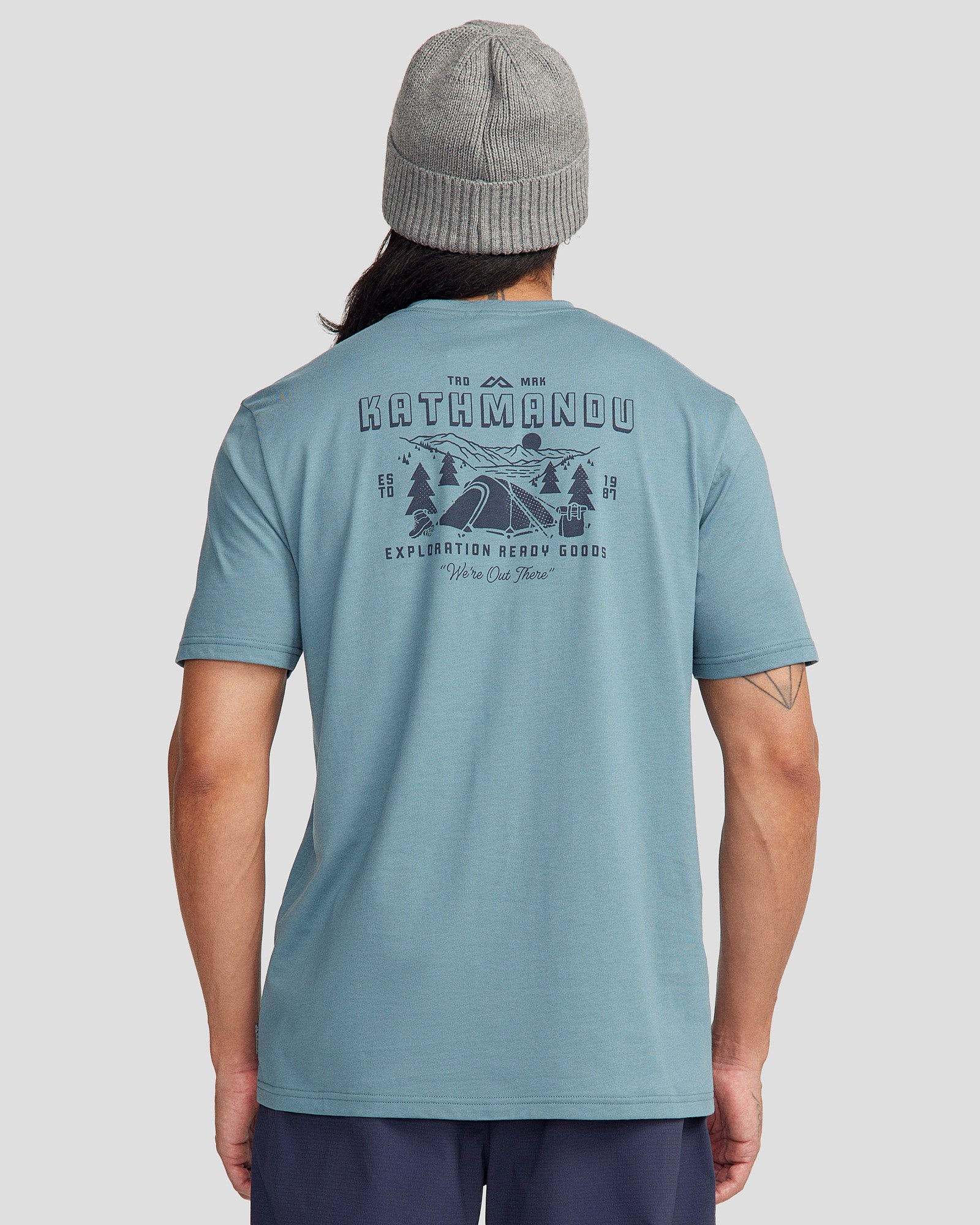 Men's Exploration Organic Cotton T-shirt - Washed Blue - Image 3