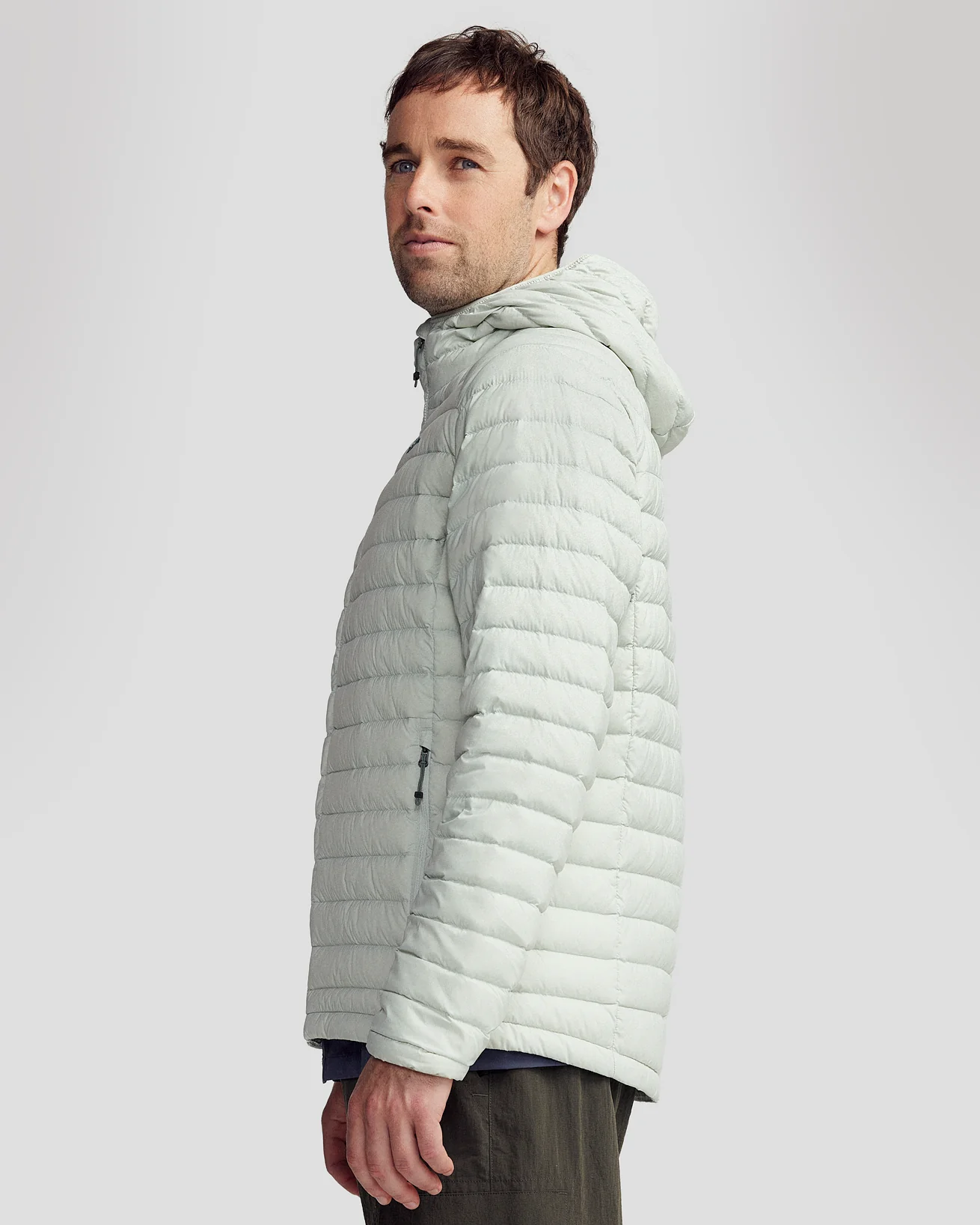 Mns Heli Down Hooded Jacket v3 - Light Sage - Image 3
