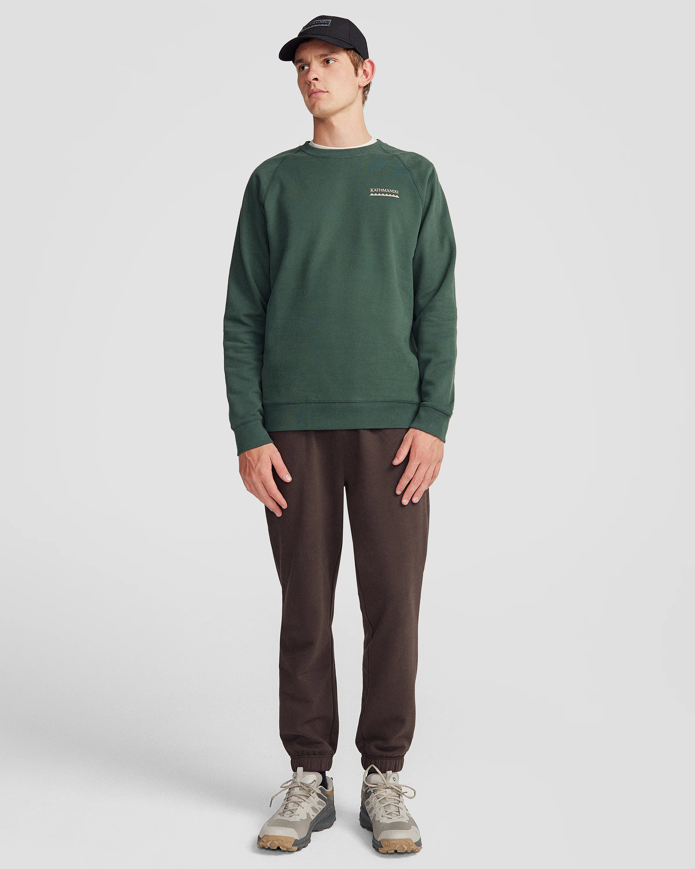 Men's Heritage Logo Brushed Crew - Deep Forest - Image 2