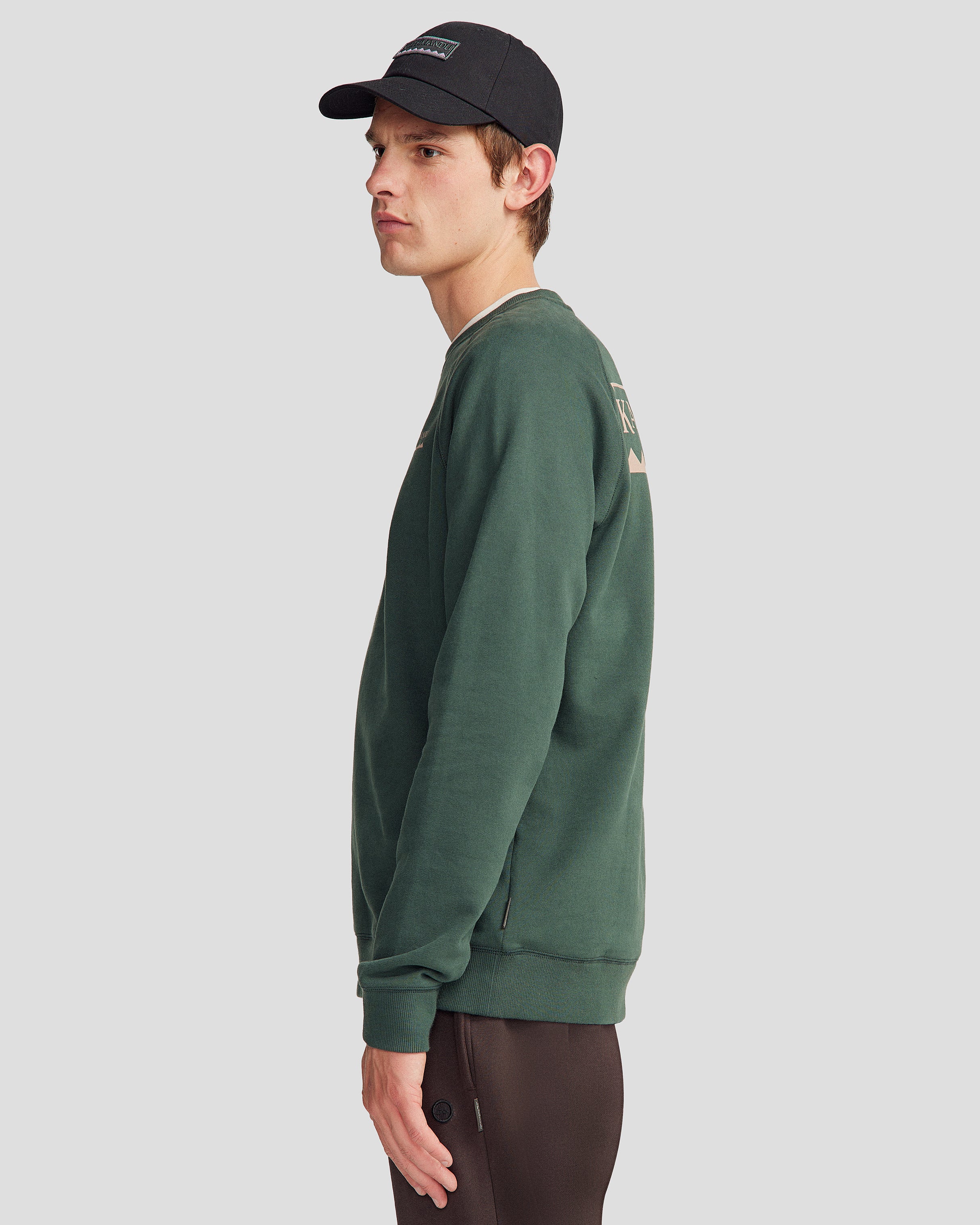 Men's Heritage Logo Brushed Crew - Deep Forest - Image 3
