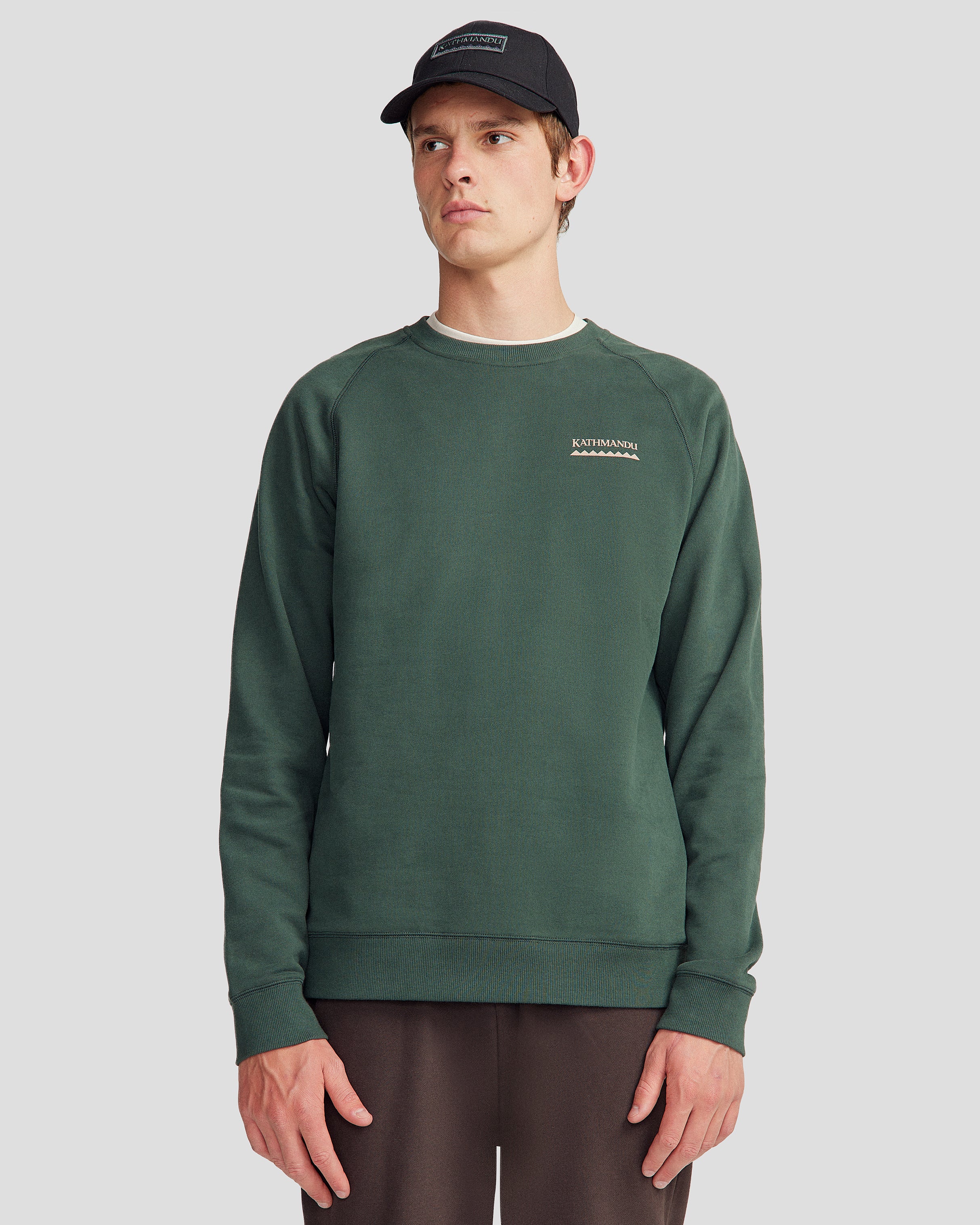 Men's Heritage Logo Brushed Crew - Deep Forest - Image 7