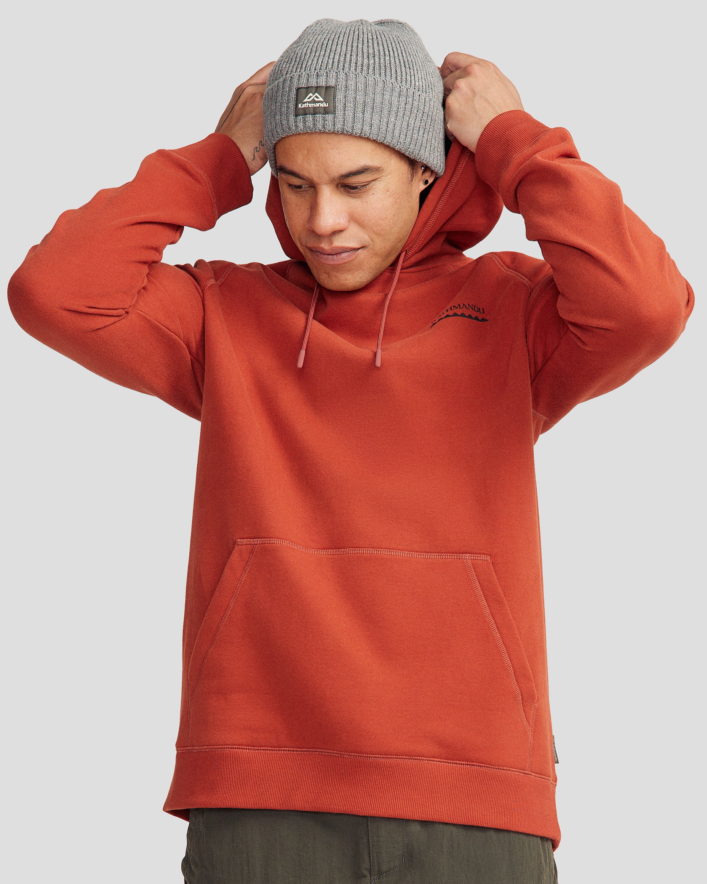 Men's Heritage Logo Brushed Hoodie - Redwood - Image 5