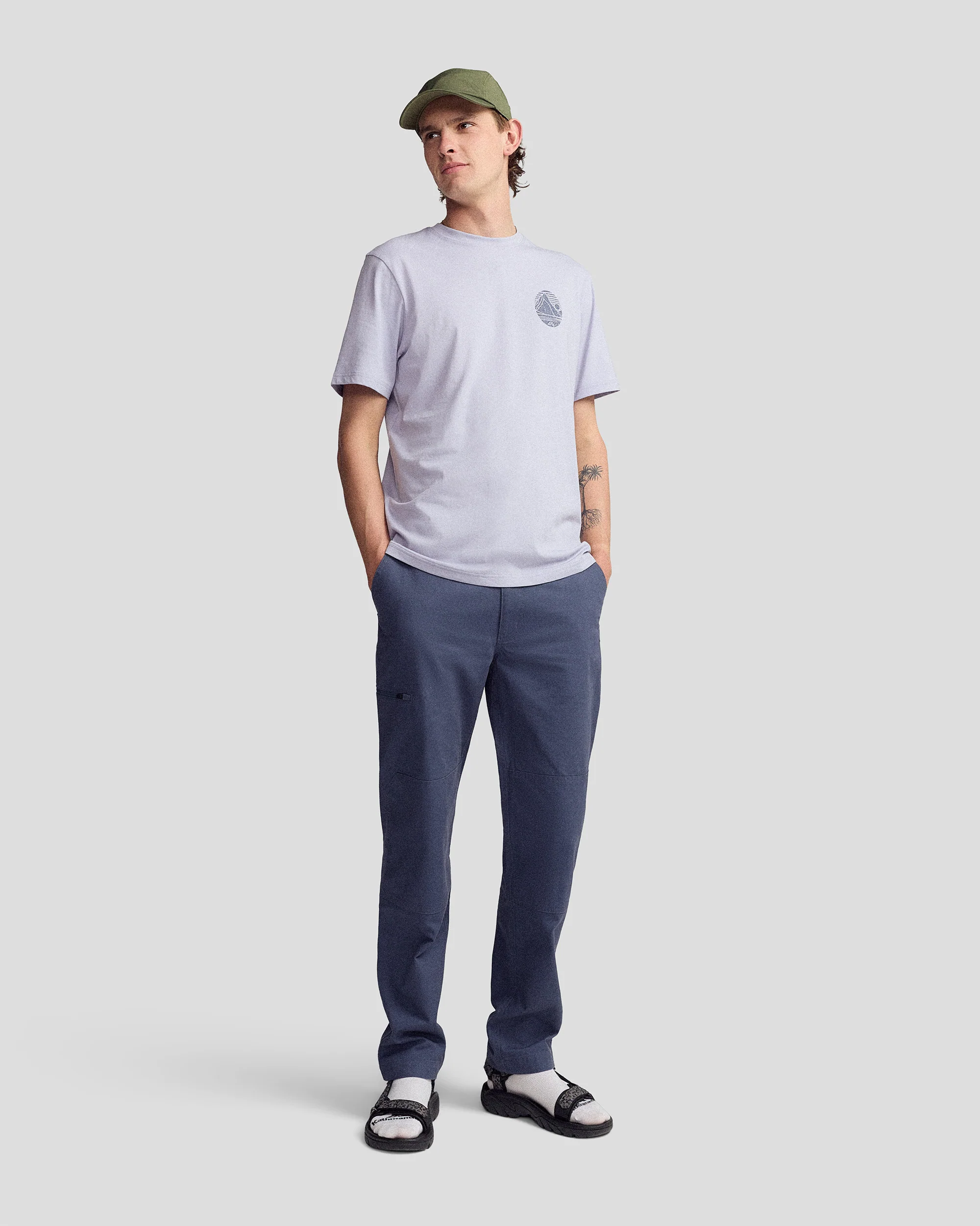 Men’s Mitre Peak Organic Cotton T-Shirt - Dusty Lilac - Image 2