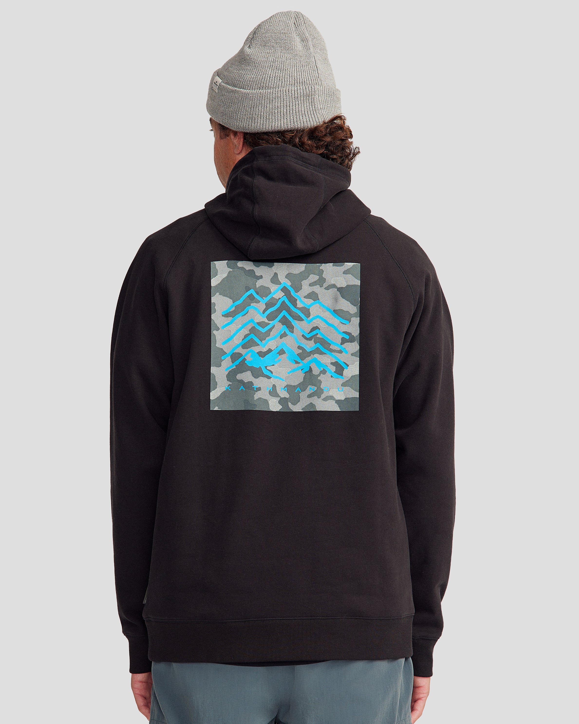 Men's Mountain Camo Brushed Hoodie - Black Stingray - Image 4