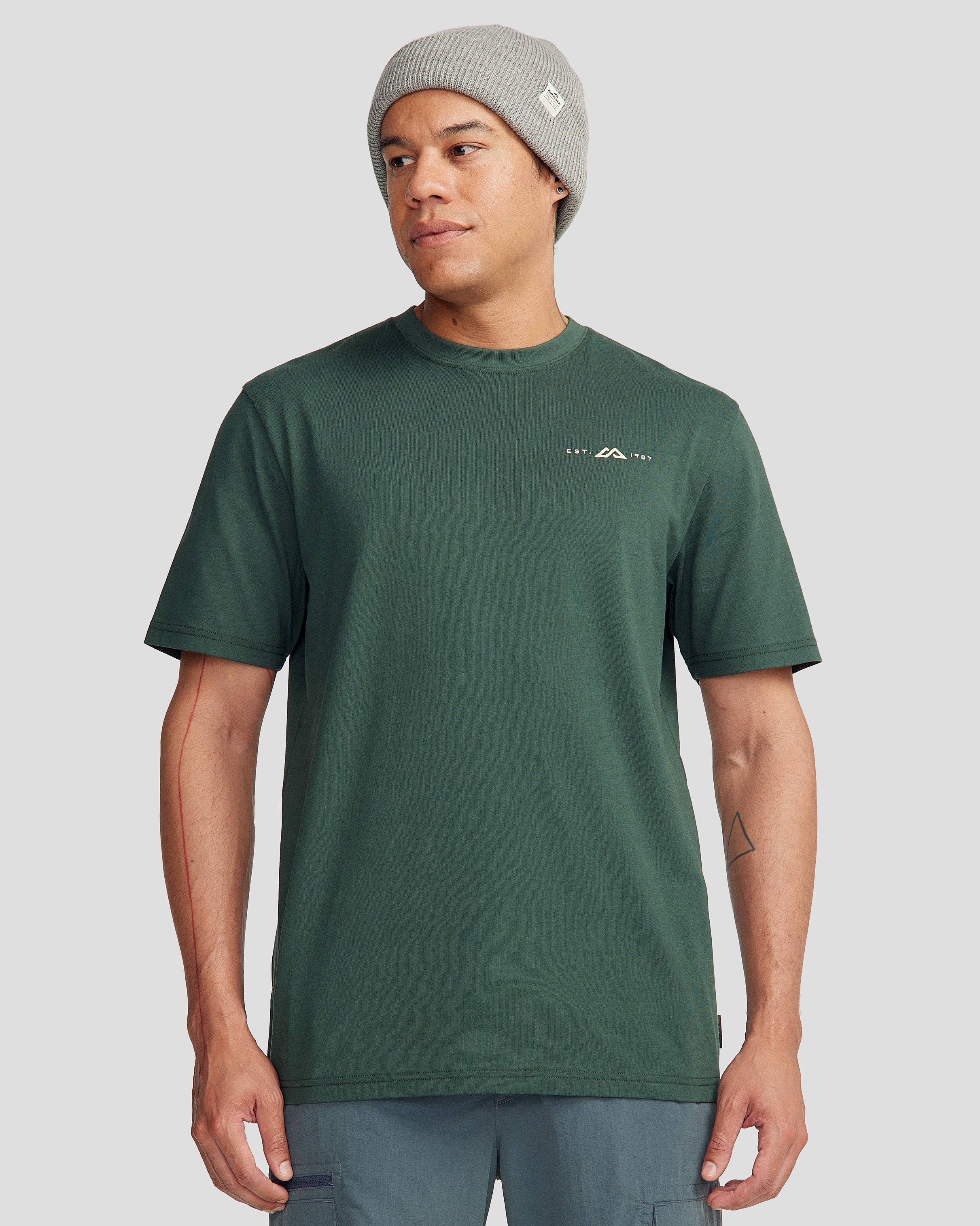 Men's Mountain Camo Organic Cotton S/S Tee - Deep Forest - Image 6