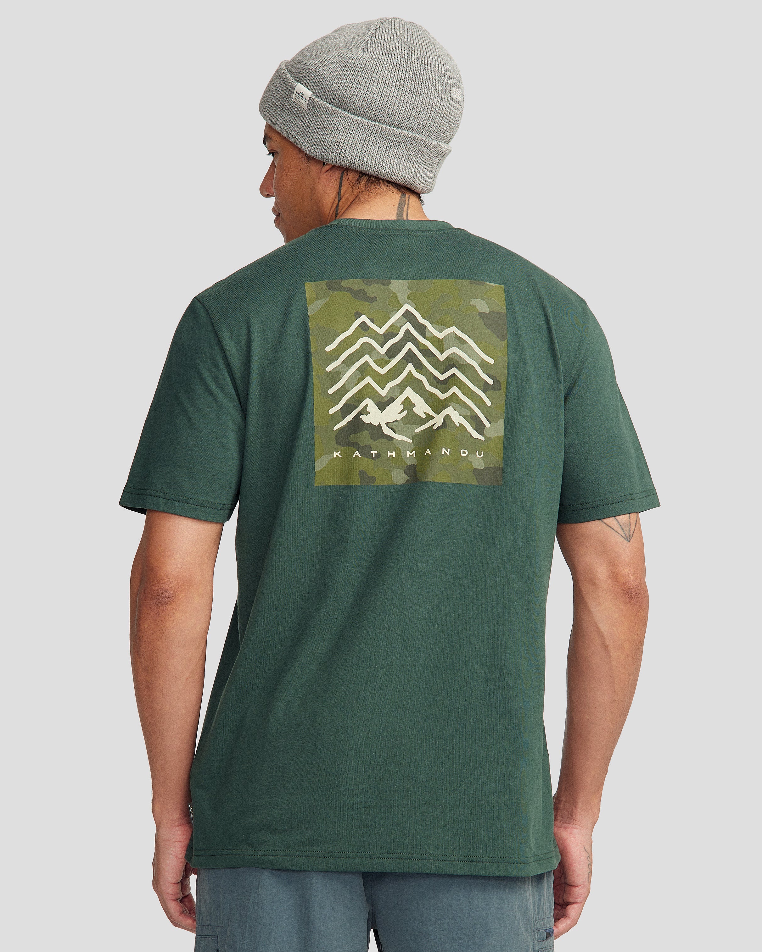 Men's Mountain Camo Organic Cotton S/S Tee - Deep Forest - Image 8