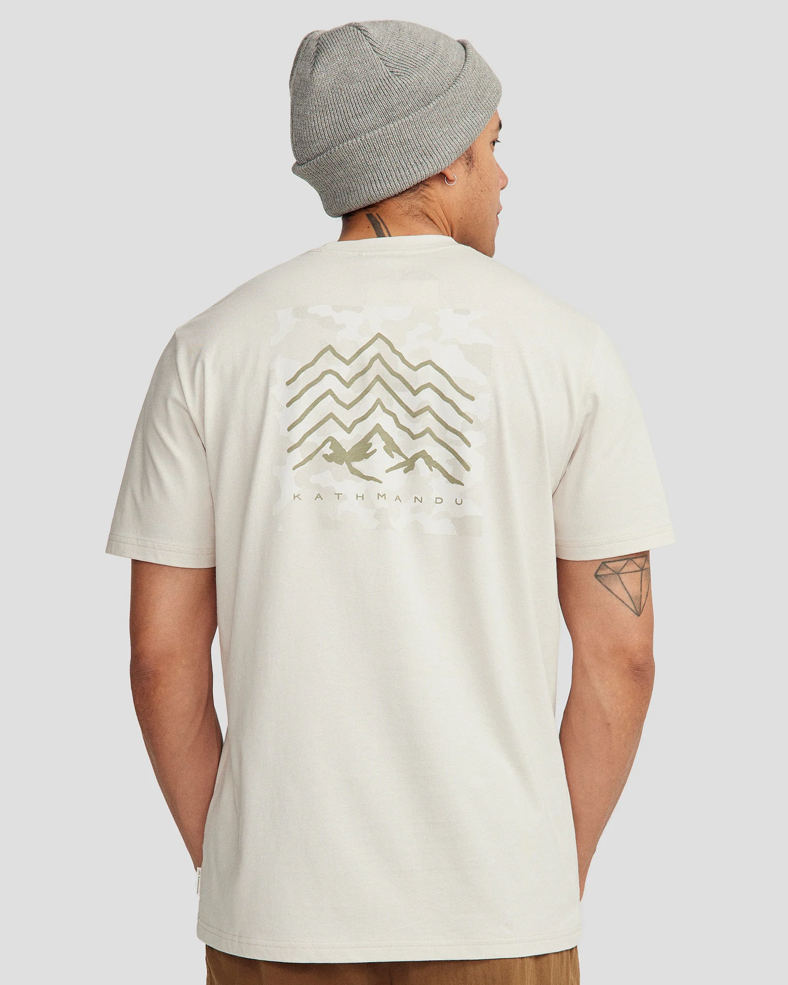 Men's Mountain Camo Organic Cotton T-shirt - Shroom - Image 3