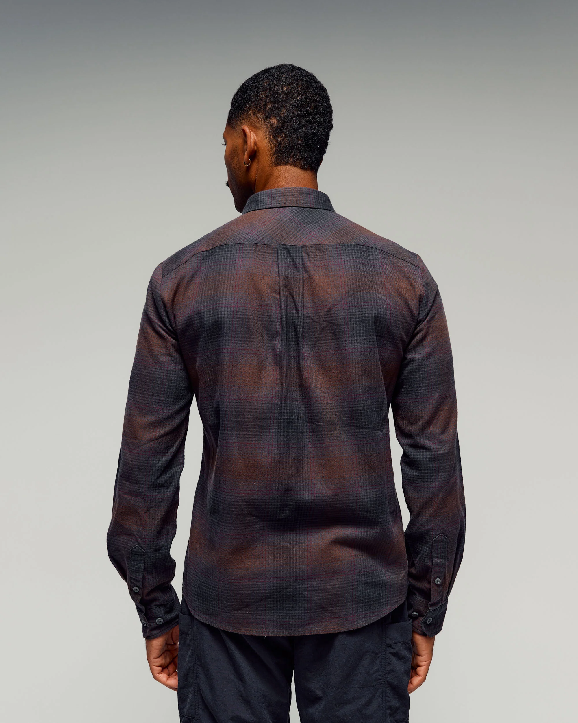 Men's Retreat Fyfe Long Sleeve Shirt -  Black/Cocoa Plaid - Image 3