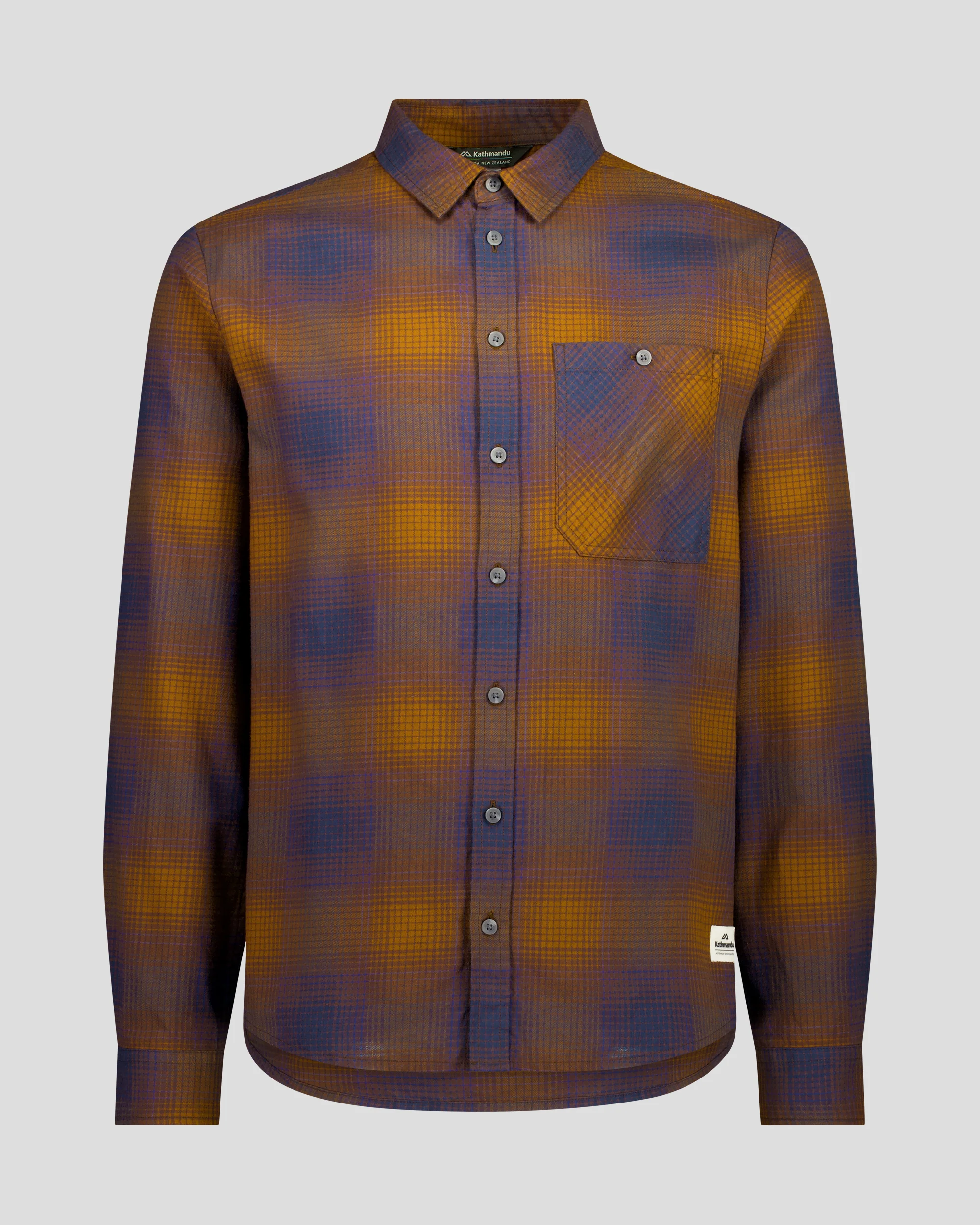 Men's Retreat Fyfe Long Sleeve Shirt -  Cocoa/Navy Plaid - Image 4