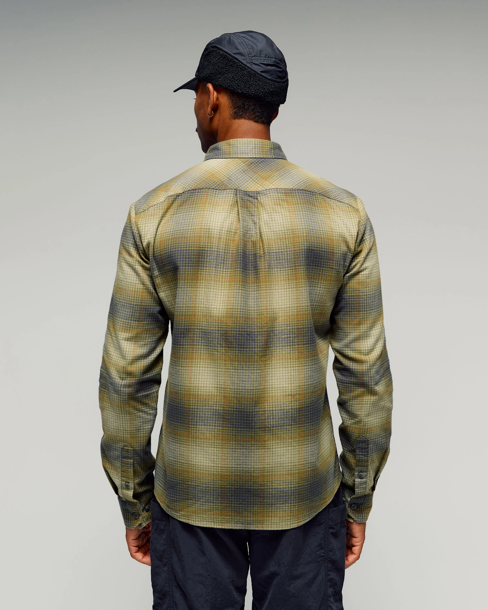 Men's Retreat Fyfe Long Sleeve Shirt -  Dark Fern/Bark Plaid - Image 3