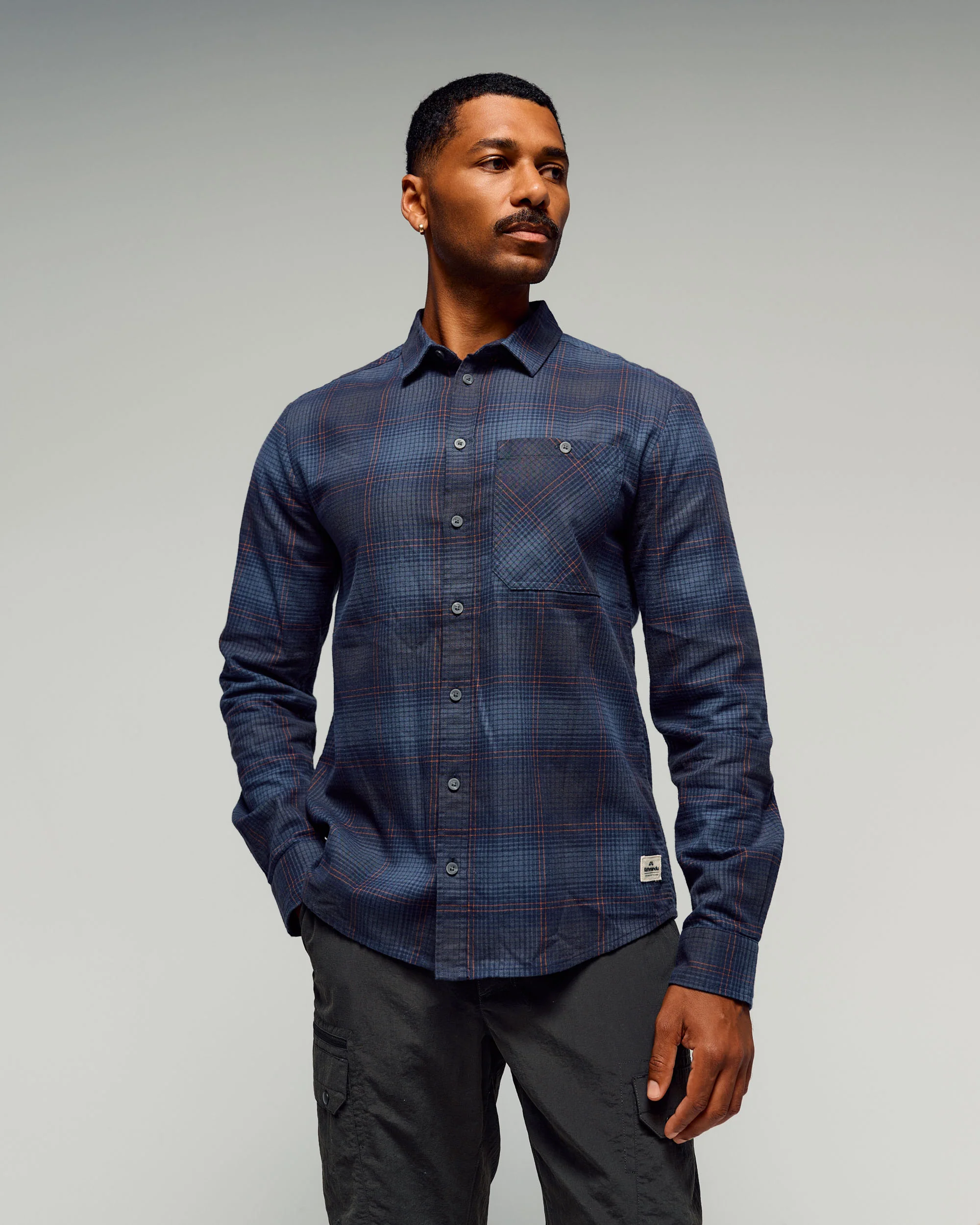 Men's Retreat Fyfe Long Sleeve Shirt -  Pure Navy/Woodsy Plaid - Image 2