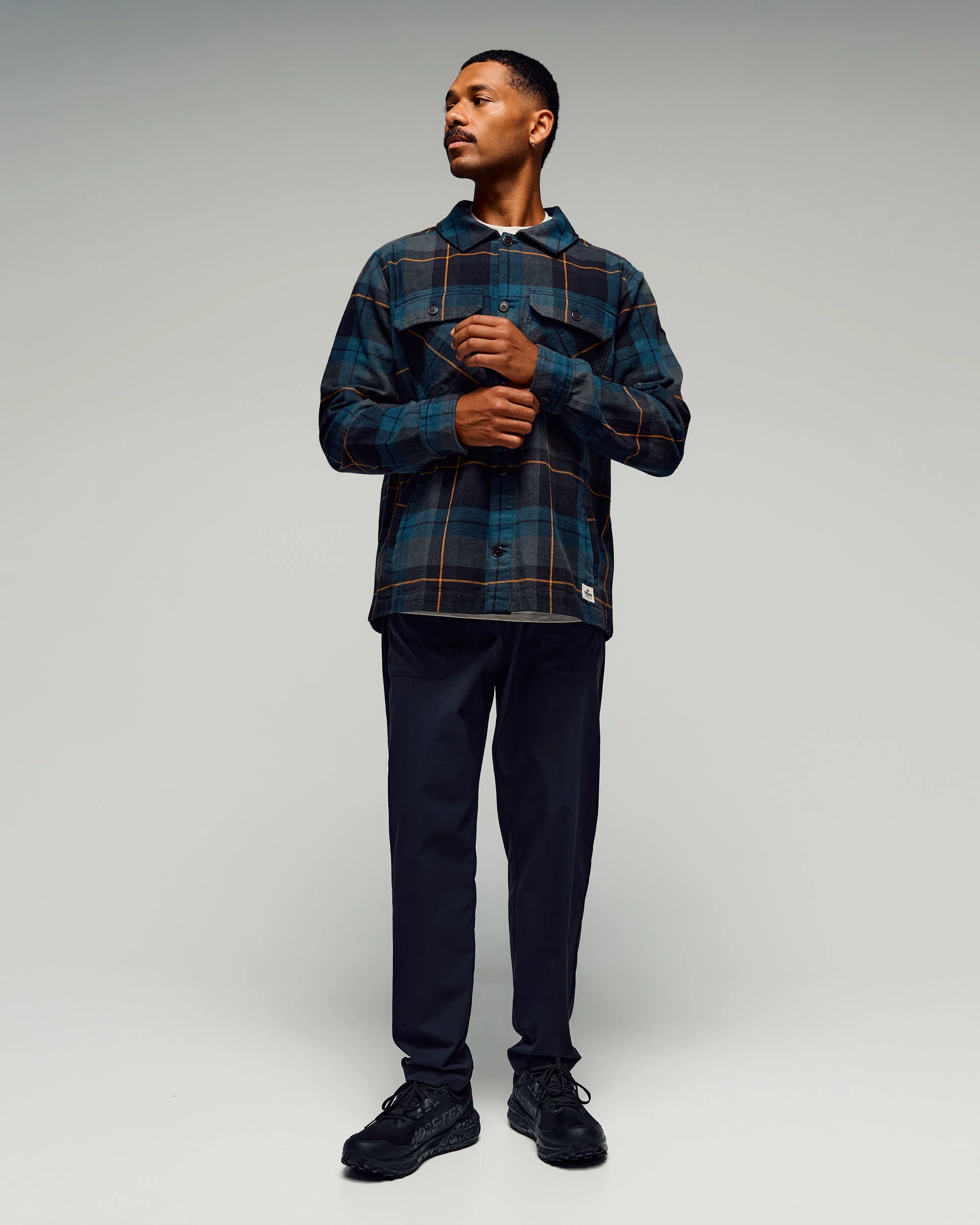 Men's Retreat Huntly Long Sleeve Overshirt -  Deep Lagoon Plaid - Image 2