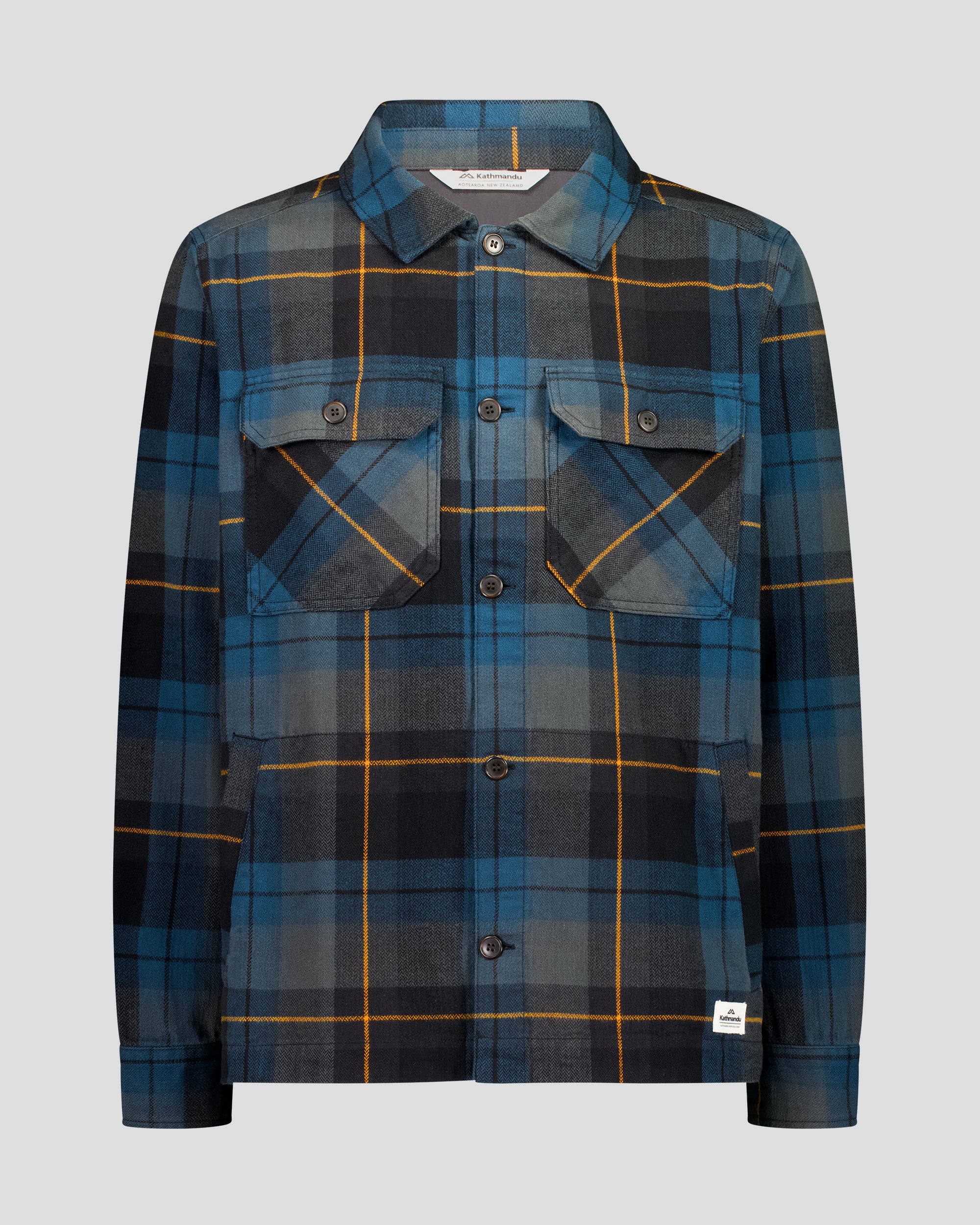 Men's Retreat Huntly Long Sleeve Overshirt -  Deep Lagoon Plaid - Image 5
