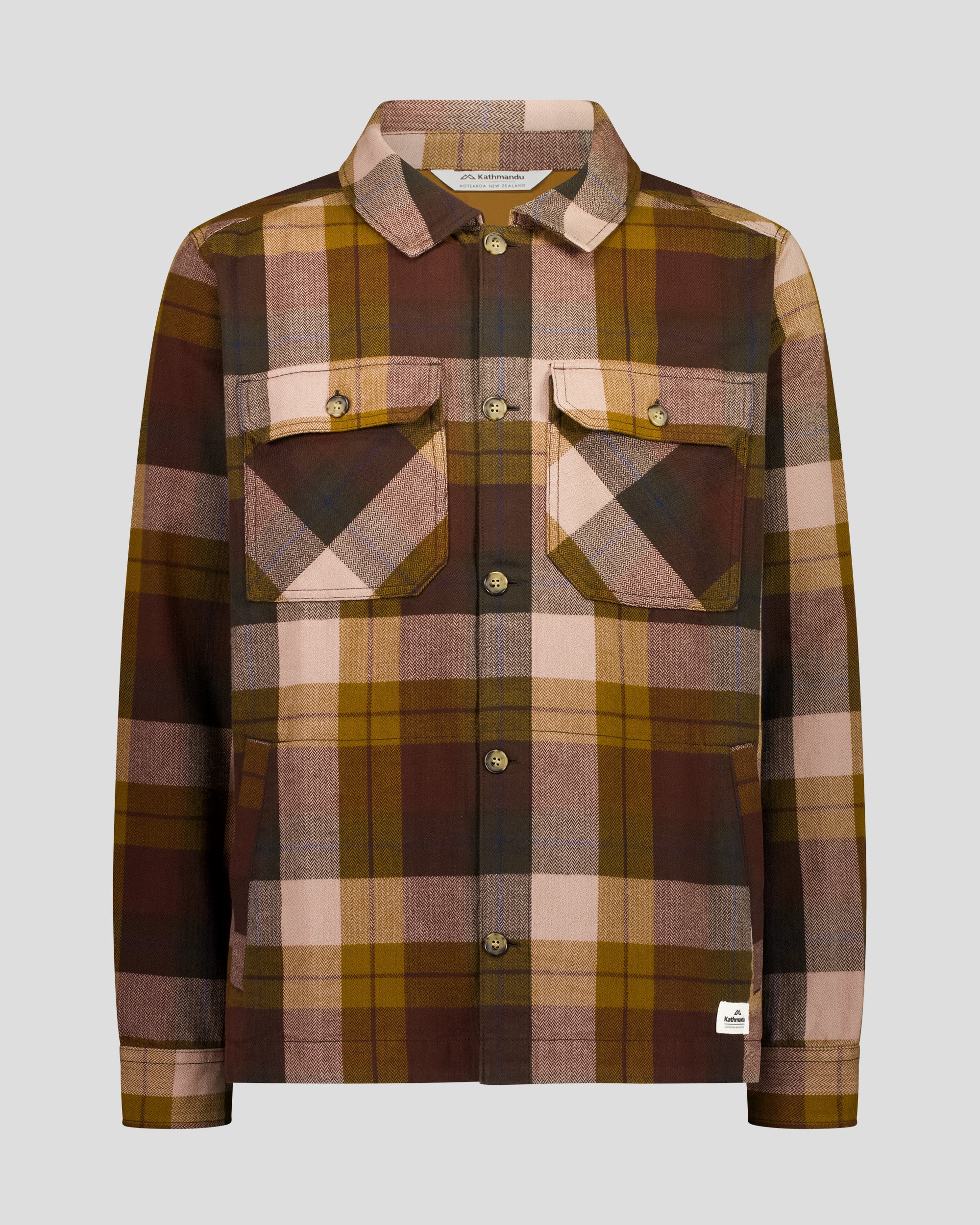 Men's Retreat Huntly Long Sleeve Overshirt -  Taupe Plaid - Image 5