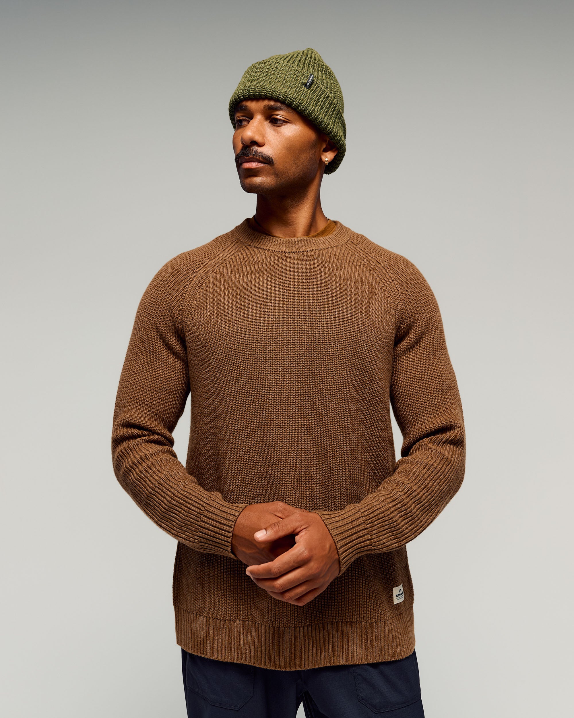 Men's Retreat Merino Blend Crew Pullover -  Jute - Image 3