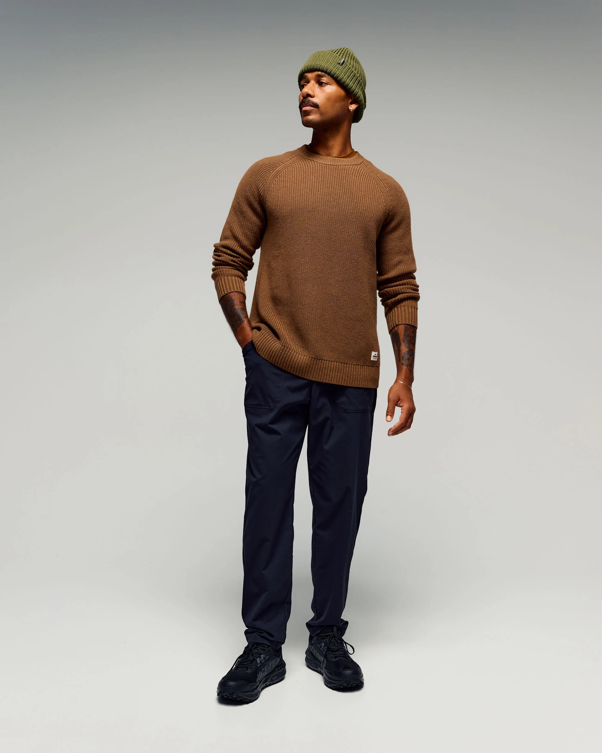 Men's Retreat Merino Blend Crew Pullover -  Jute - Image 4