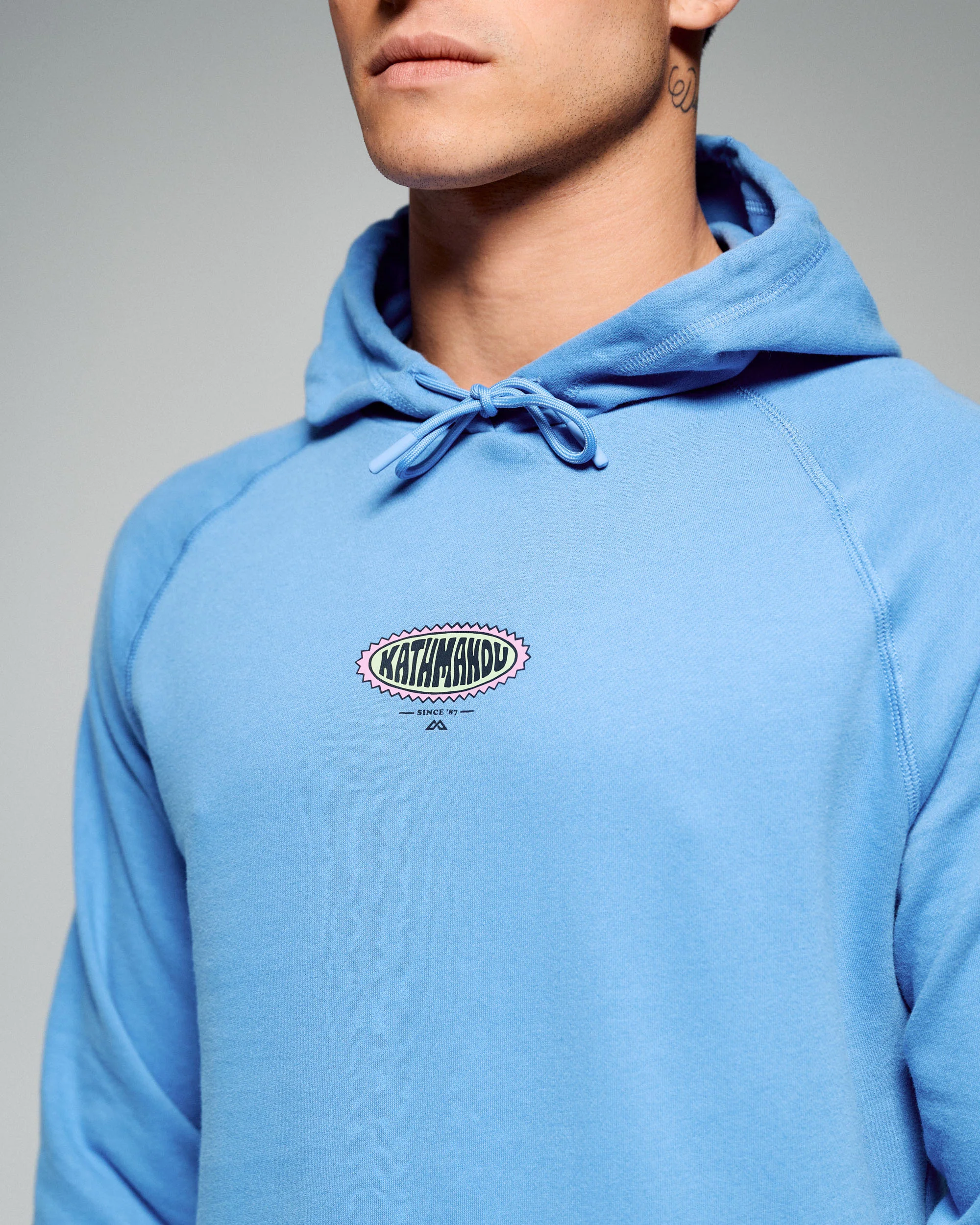 Men’s Retro Badge Hoodie  -  Washed Peri - Image 2