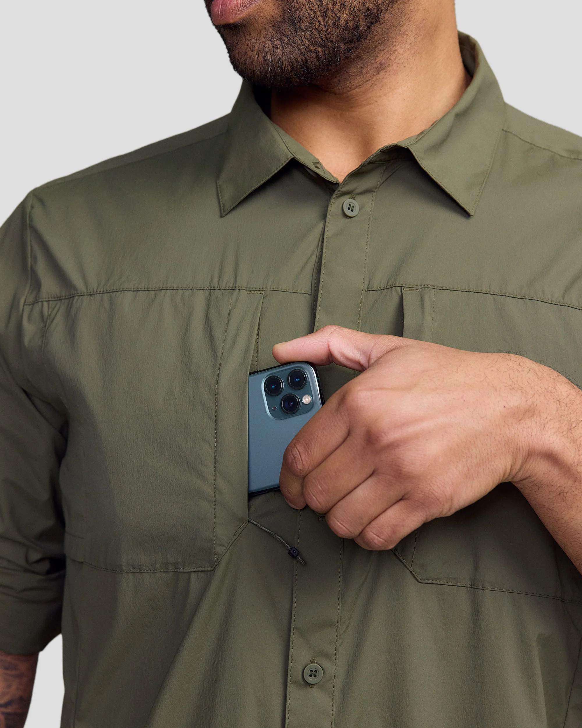 Men’s Ridge UPF Long Sleeve Shirt - Light Moss - Image 7