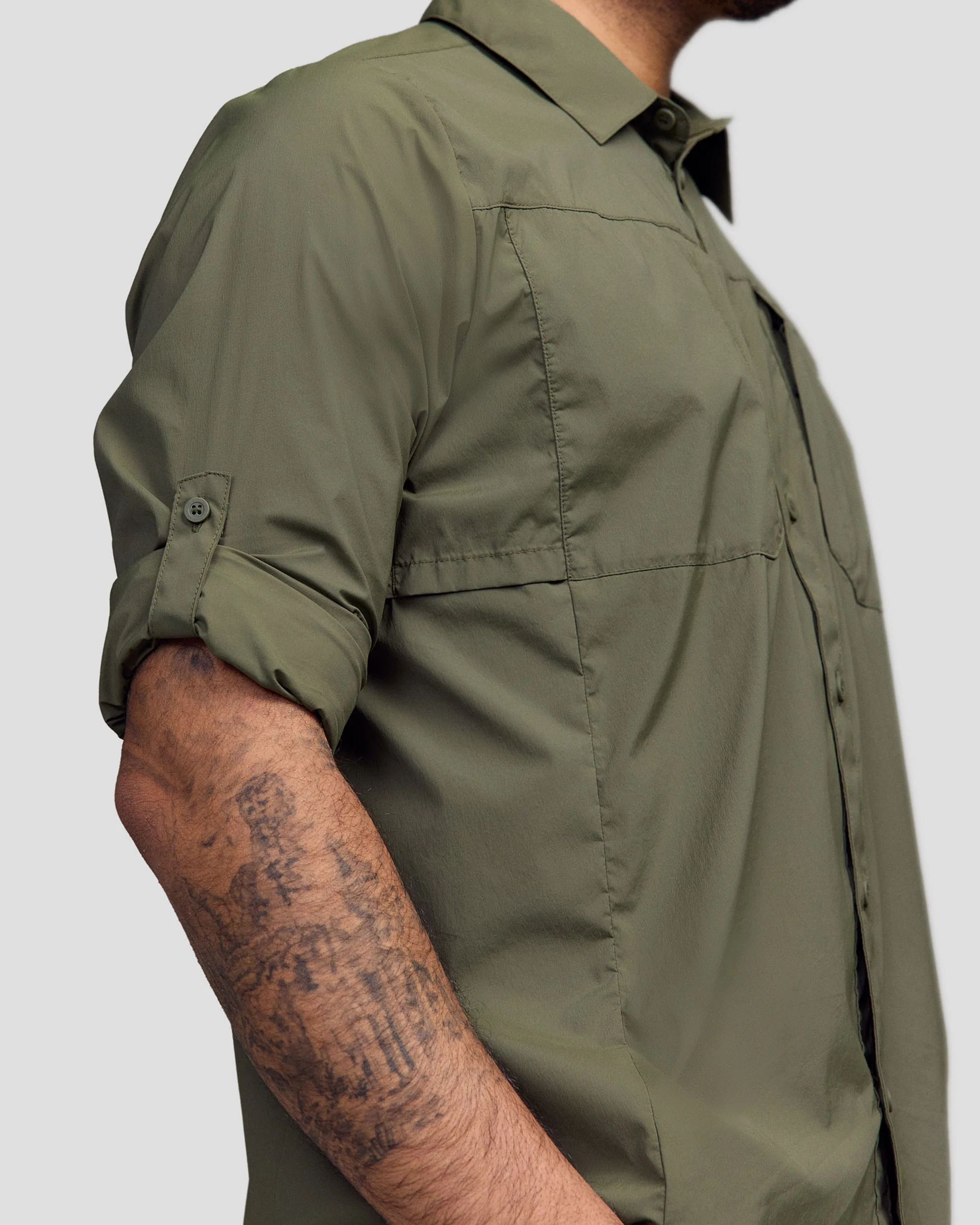 Men’s Ridge UPF Long Sleeve Shirt - Light Moss - Image 8