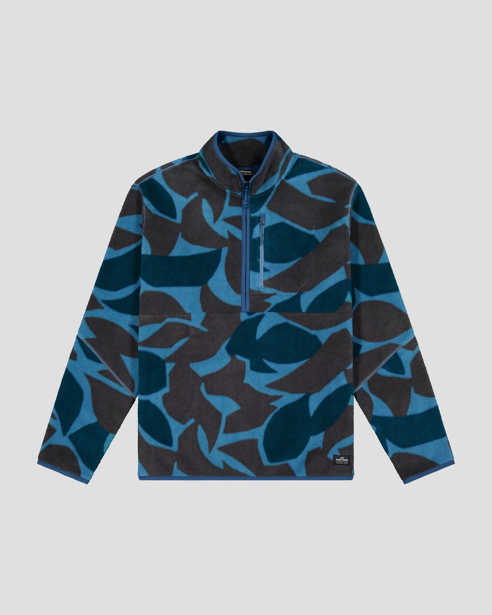 Men's Trailhead Fleece 1/4 Zip Pullover - Washed Blue Forest Floor Print - Image 6