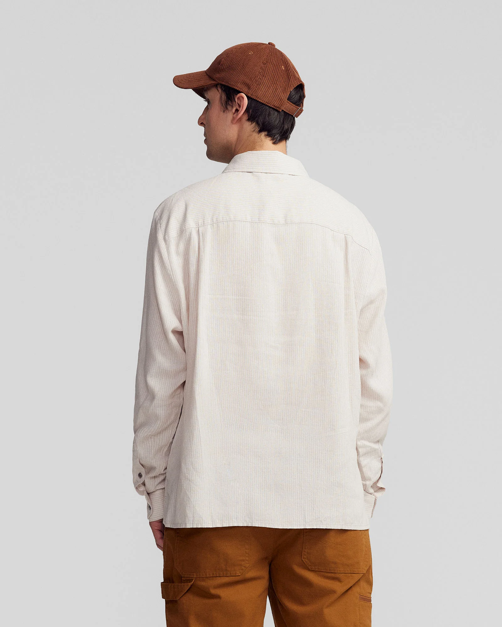 Men’s Weekend Natural Long Sleeve Shirt -  Light Hike Stripe - Image 4