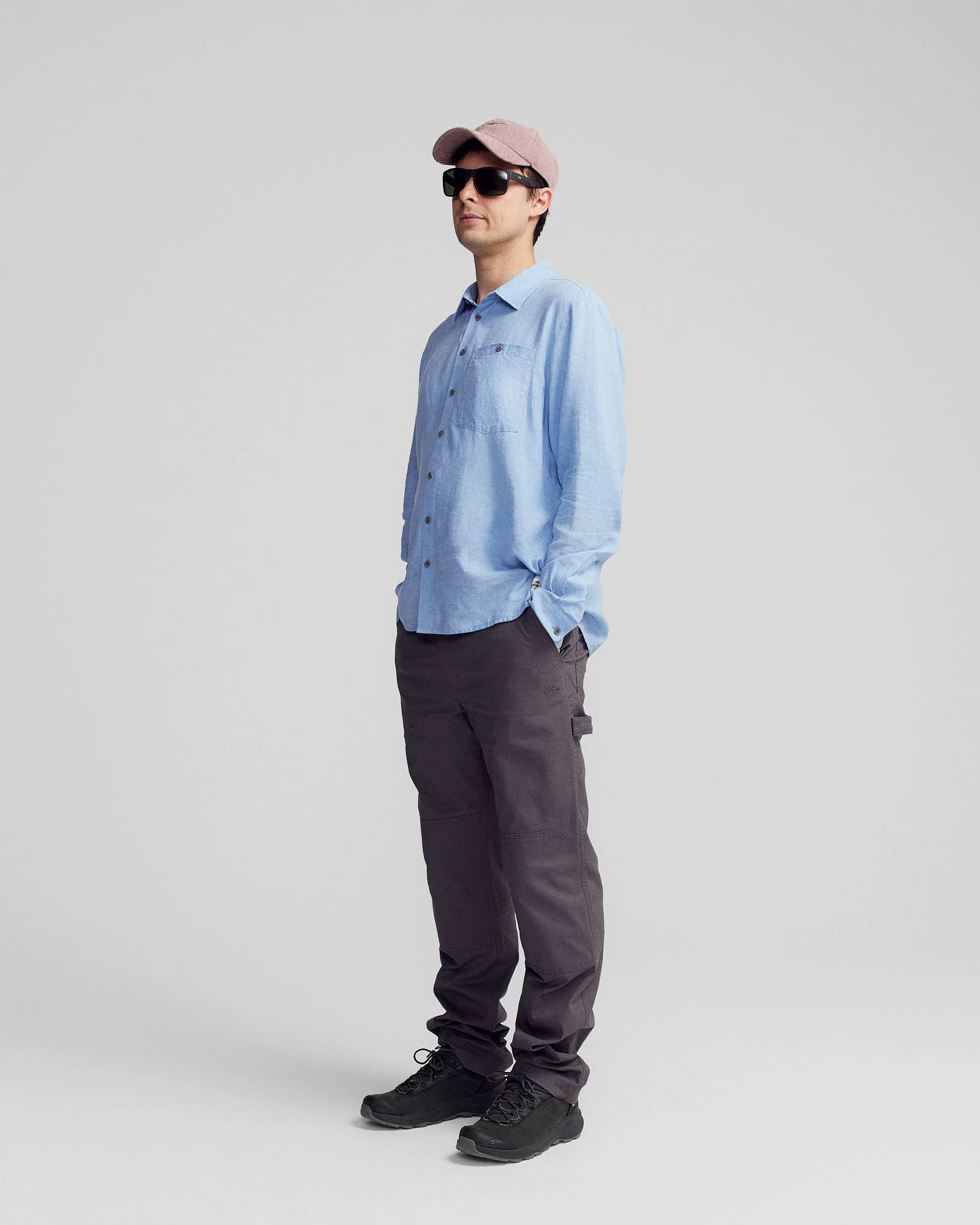 Men’s Weekend Natural Long Sleeve Shirt -  Washed Peri Chambray - Image 2