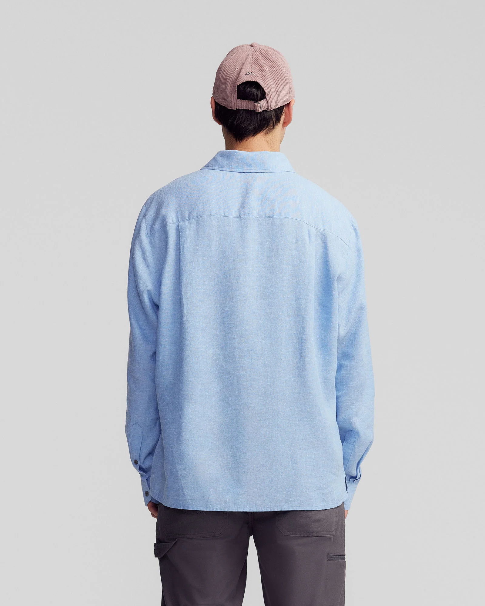 Men’s Weekend Natural Long Sleeve Shirt -  Washed Peri Chambray - Image 4