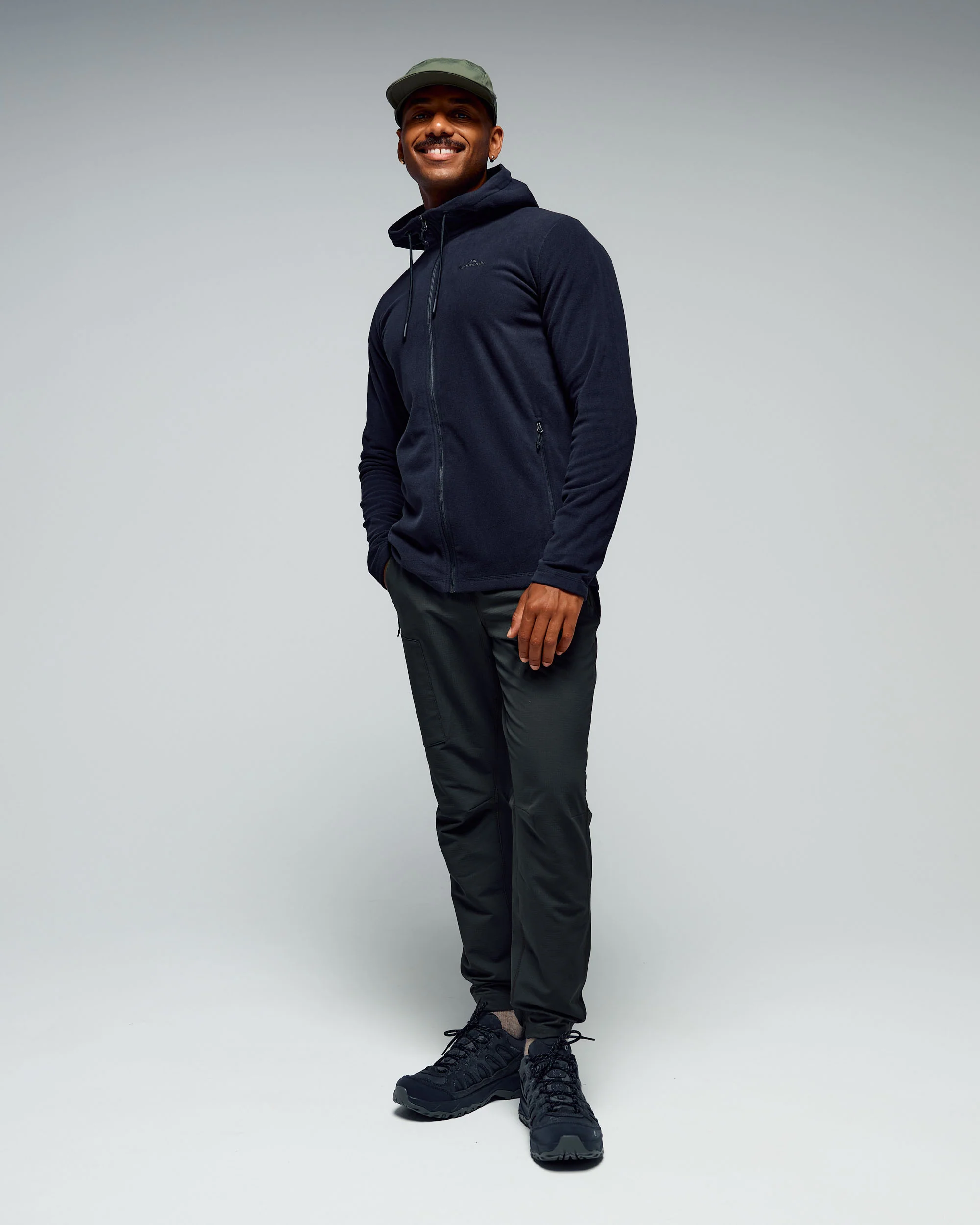 Men's Mt Aspiring Hooded Fleece Jacket  - Black Stingray - Image 2