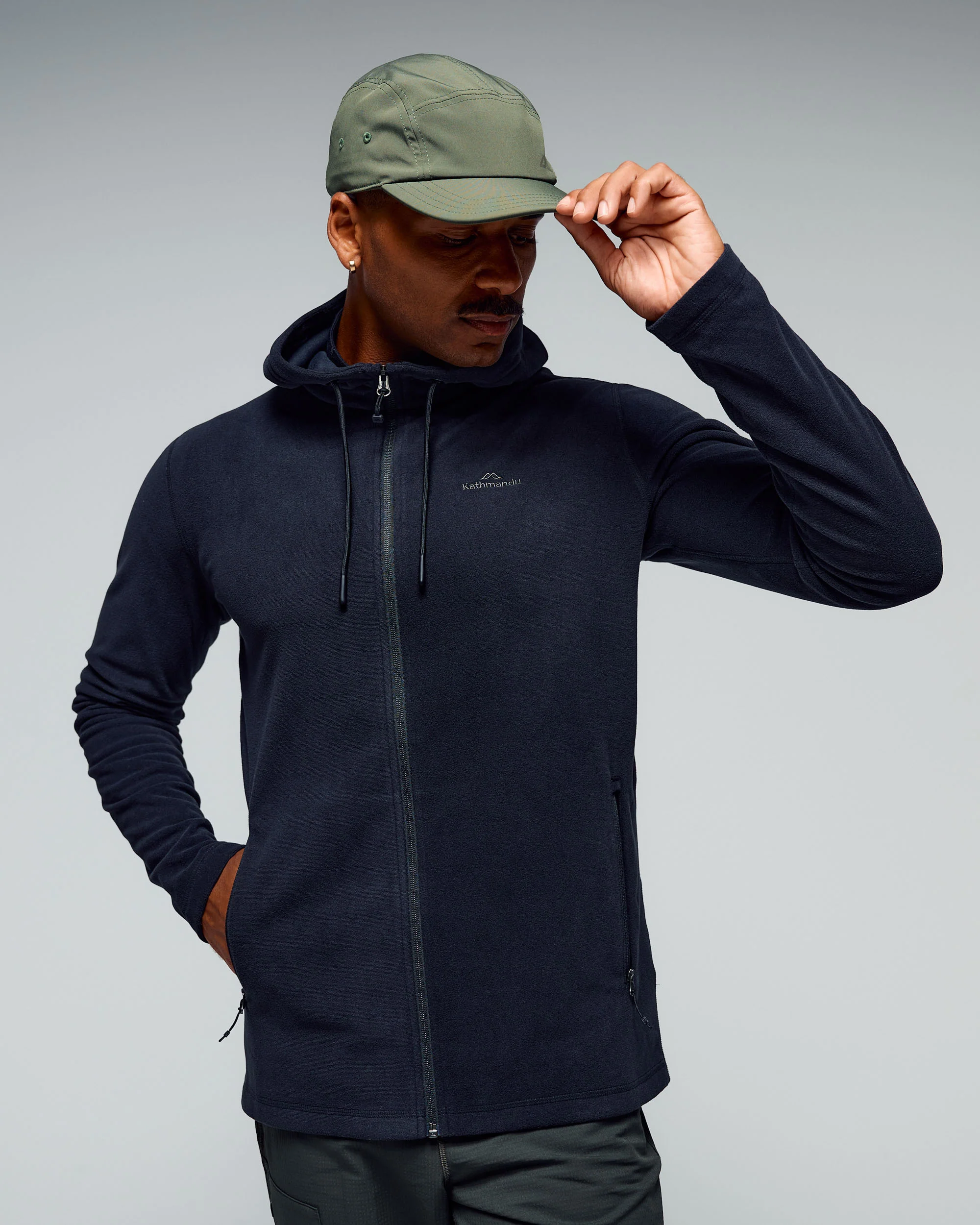 Men's Mt Aspiring Hooded Fleece Jacket  - Black Stingray - Image 3