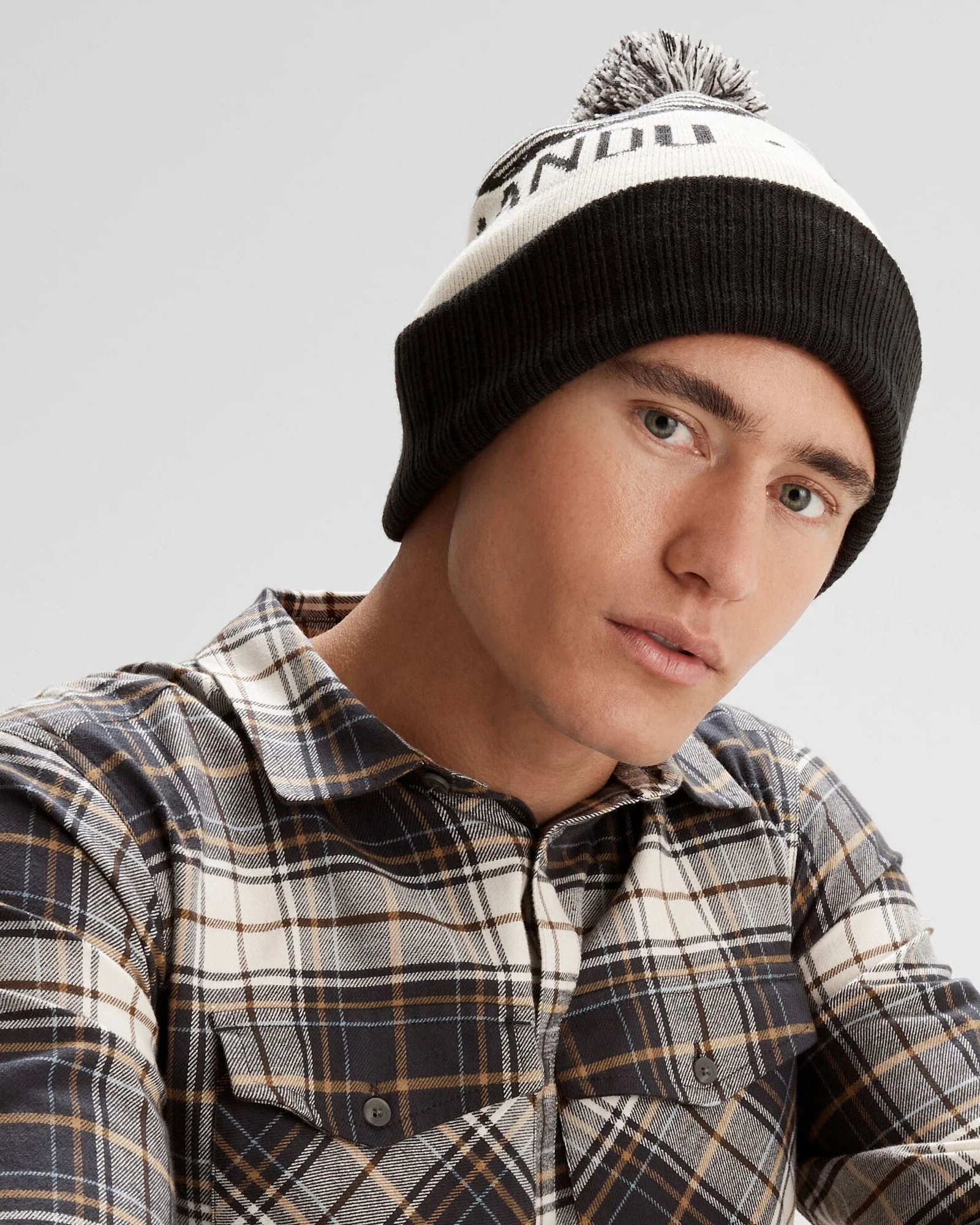 MTN Skies Pompom Beanie - Black/White/Grey - Image 2