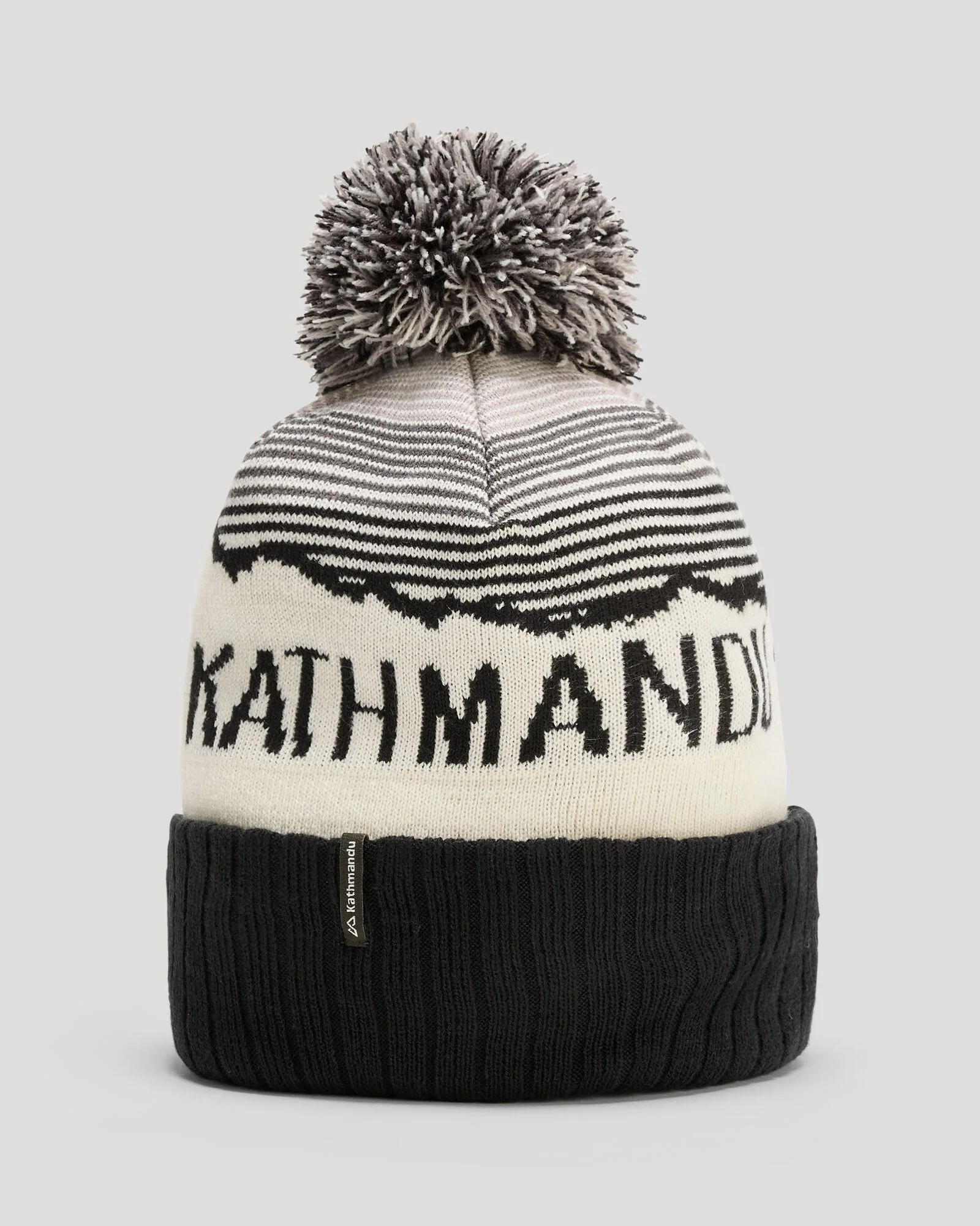MTN Skies Pompom Beanie - Black/White/Grey - Image 4