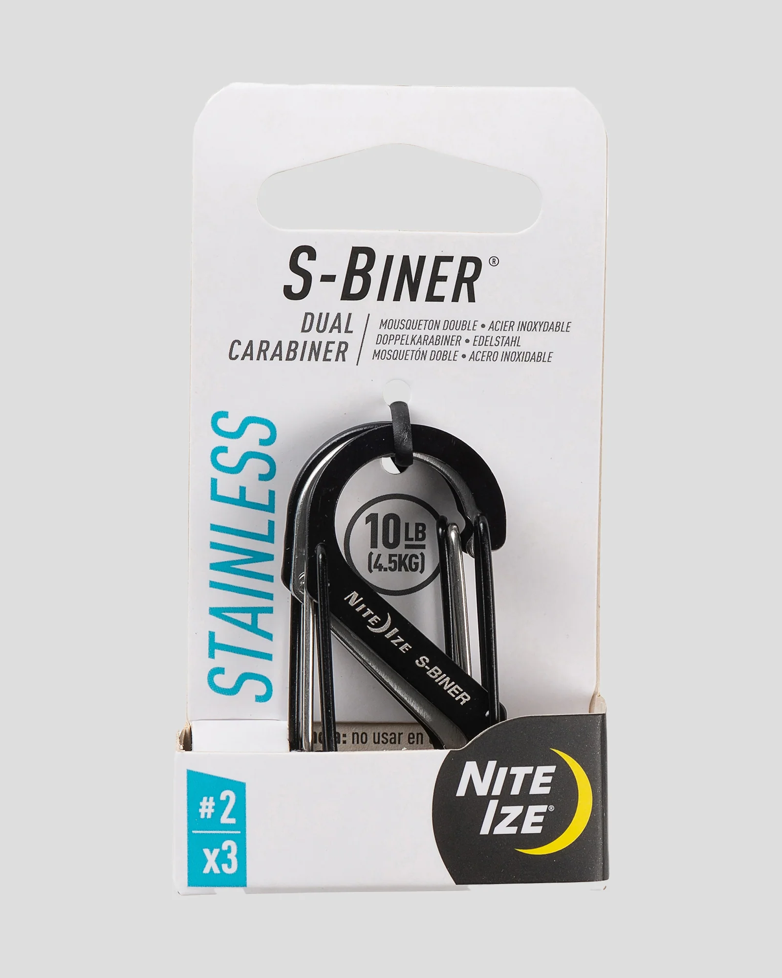 Nite Ize S-Biner® Dual Carabiner Stainless Steel #2 3PK - Black - Image 2
