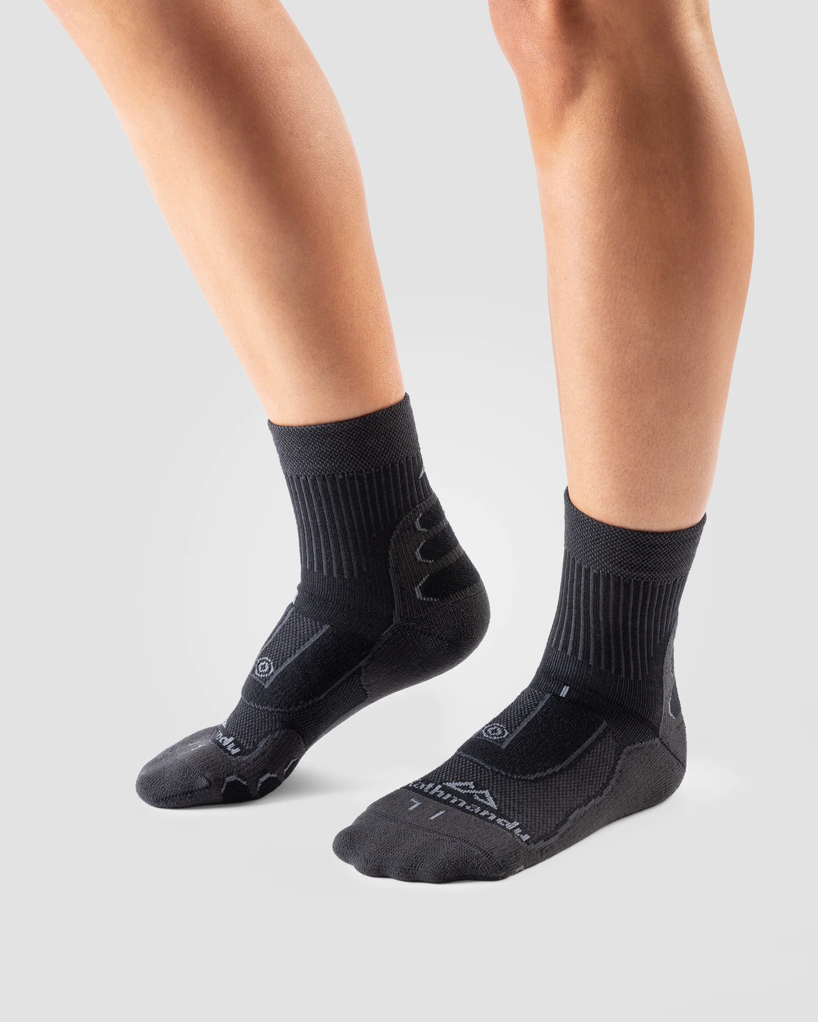 NuYarn Ergonomic Quarter Crew Hiking Socks - Charcoal - Image 2