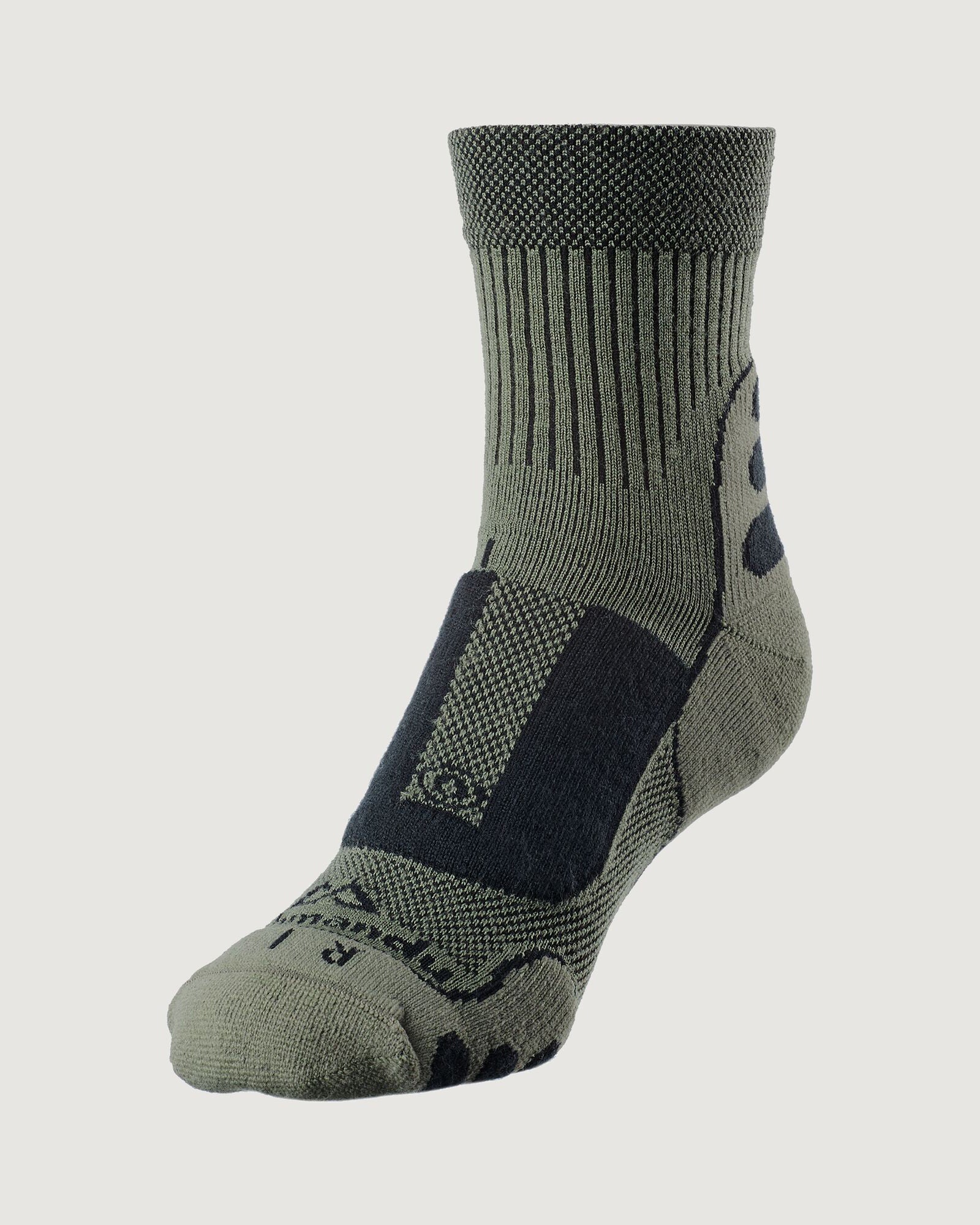 NuYarn Ergonomic Quarter Crew Hiking Socks - Moss - Image 2