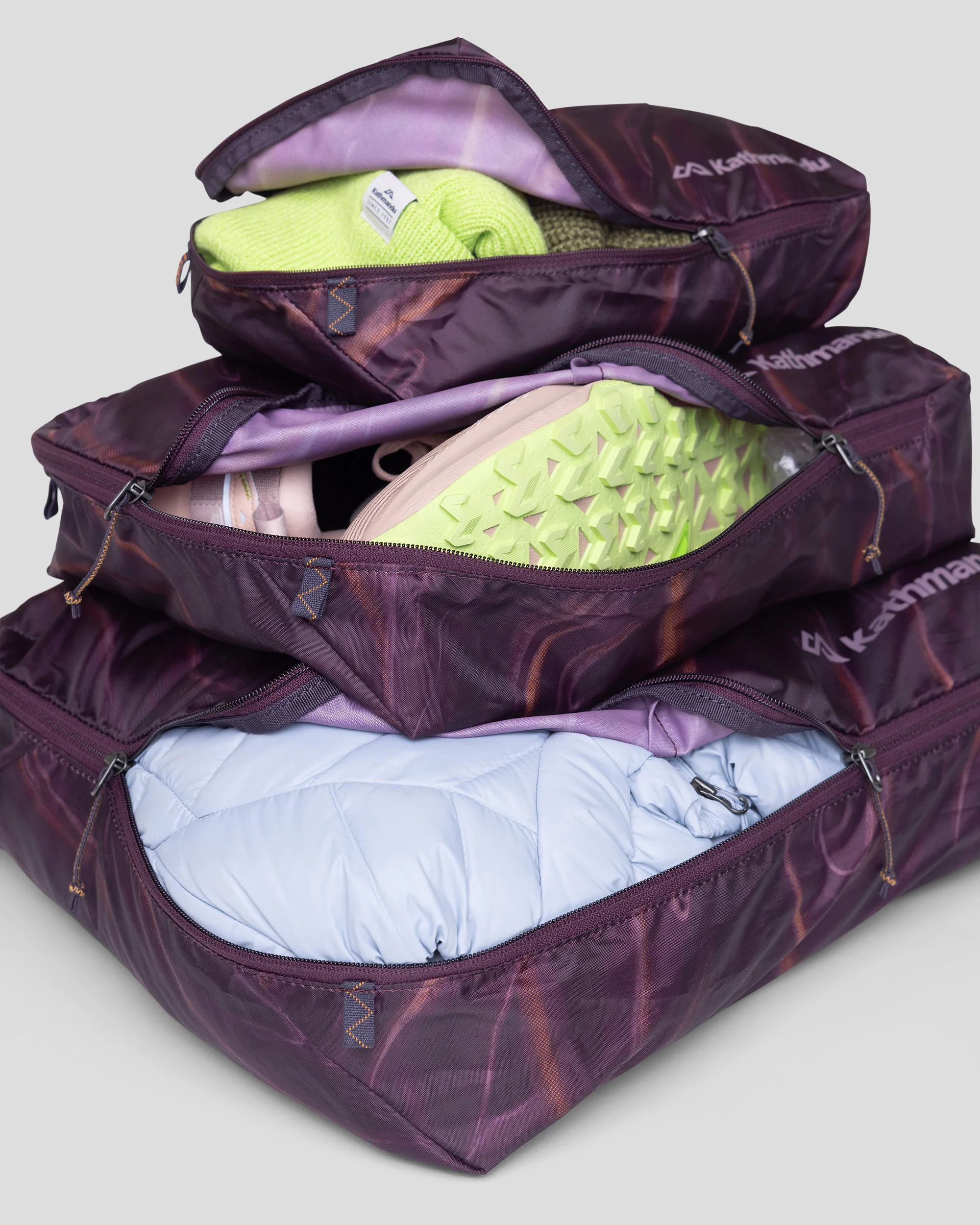 Packing Cube Set Three pack - Mulberry Braided River - Image 2