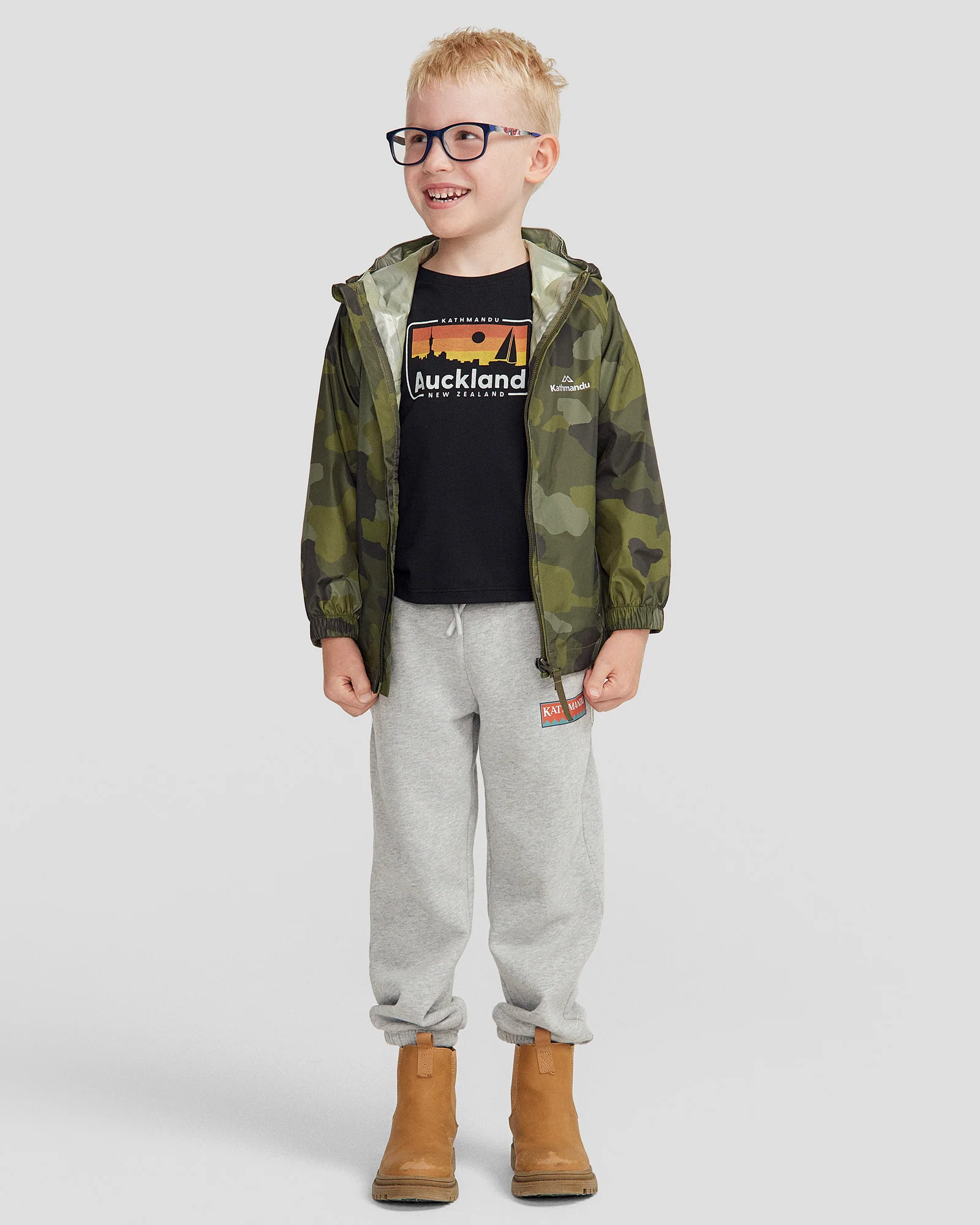 Pocket-it 2L Kids Rain Jacket v4 - Light Moss Tree Camo Print - Image 2
