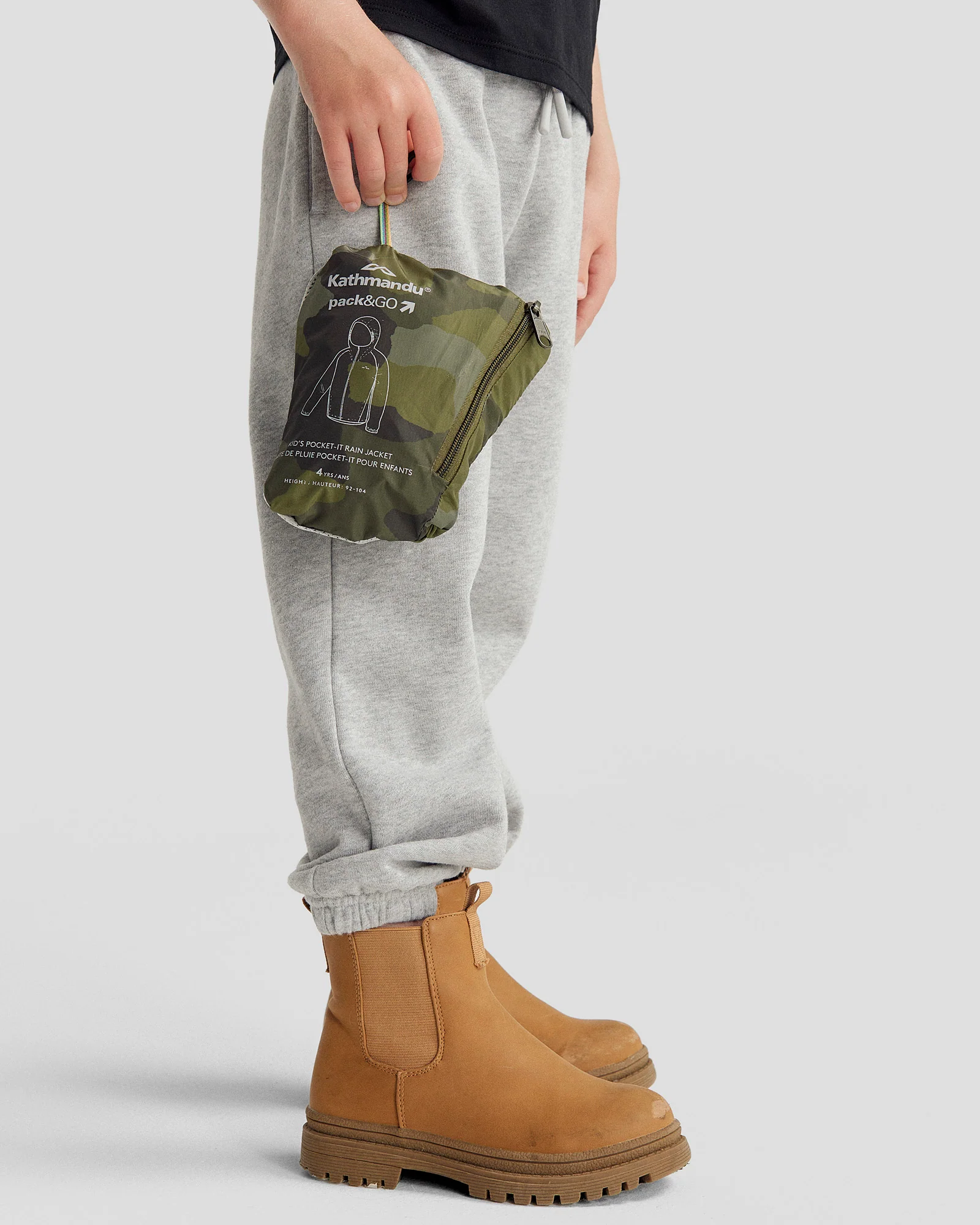 Pocket-it 2L Kids Rain Jacket v4 - Light Moss Tree Camo Print - Image 5