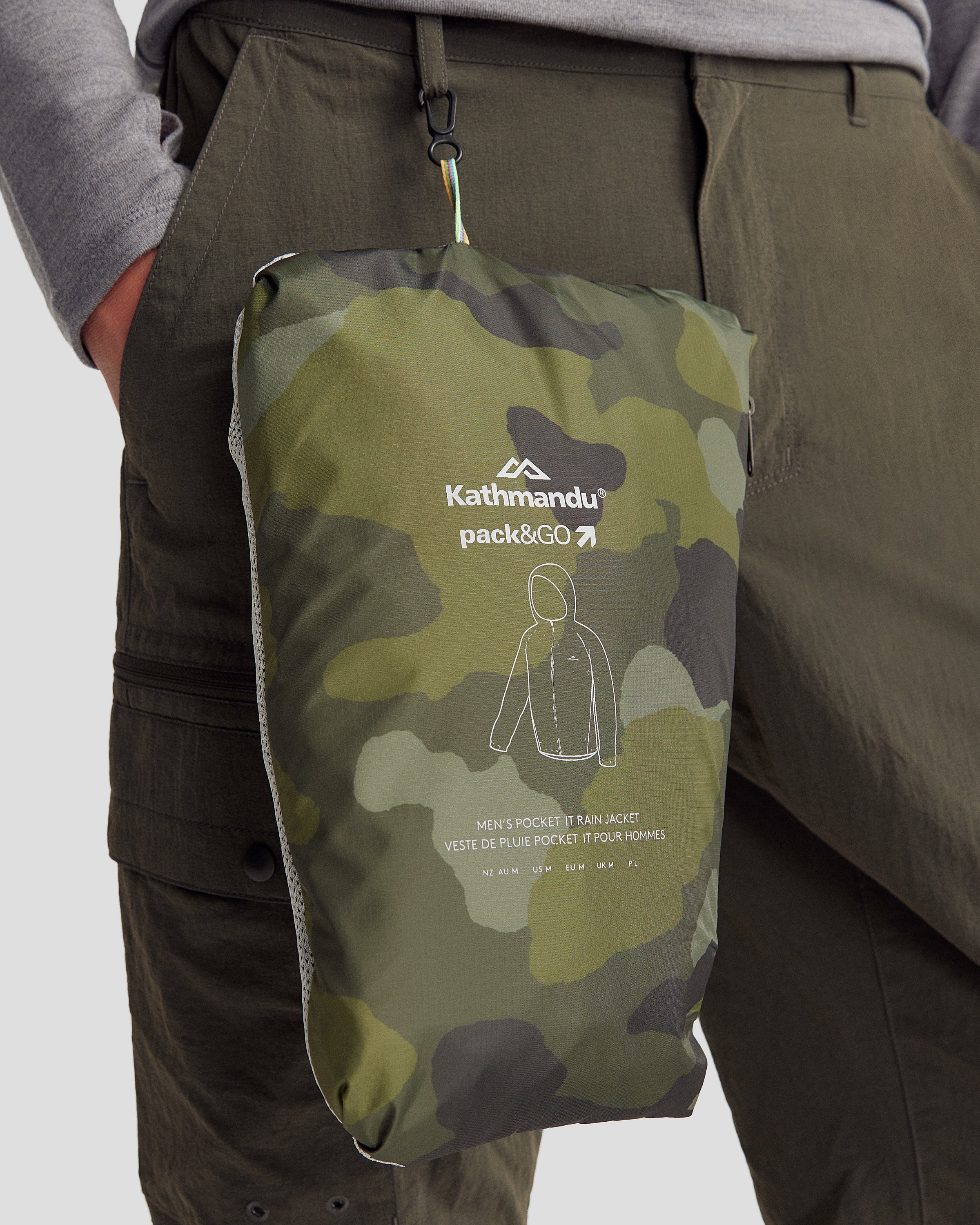 Pocket-it 2L Men's Rain Jacket v4 - Light Moss Tree Camo Print - Image 5