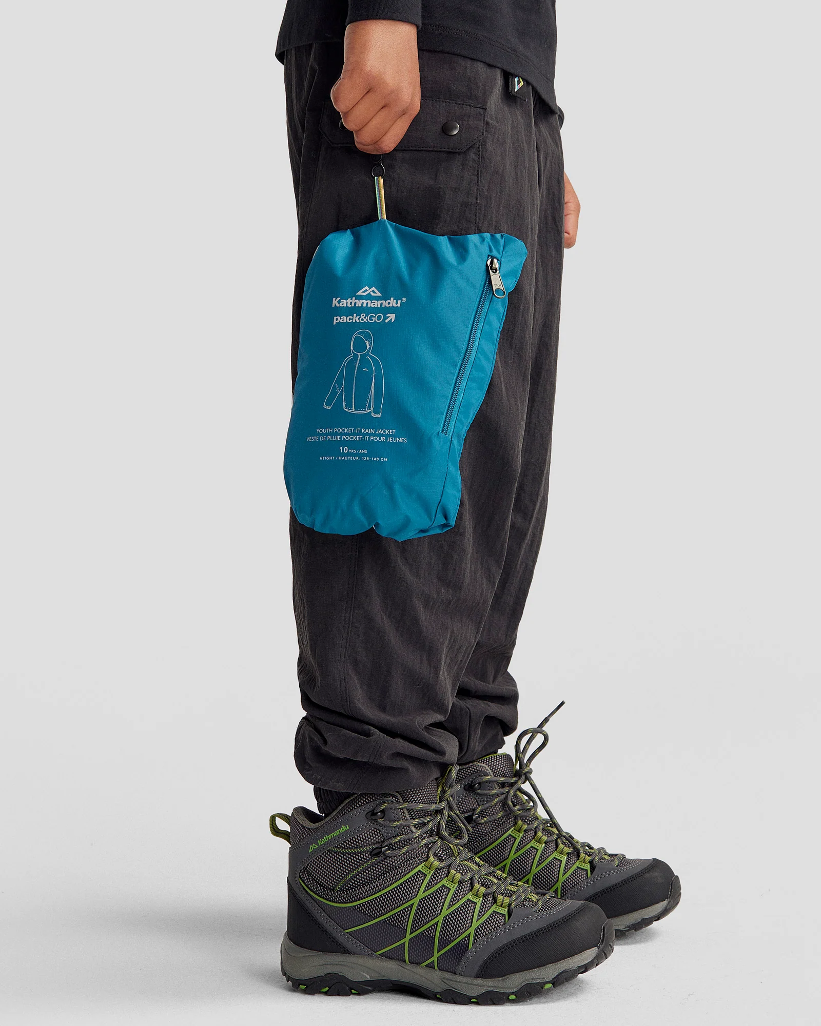 Youth Pocket-it 2-layer Rain Jacket - Dark Eddy - Image 6