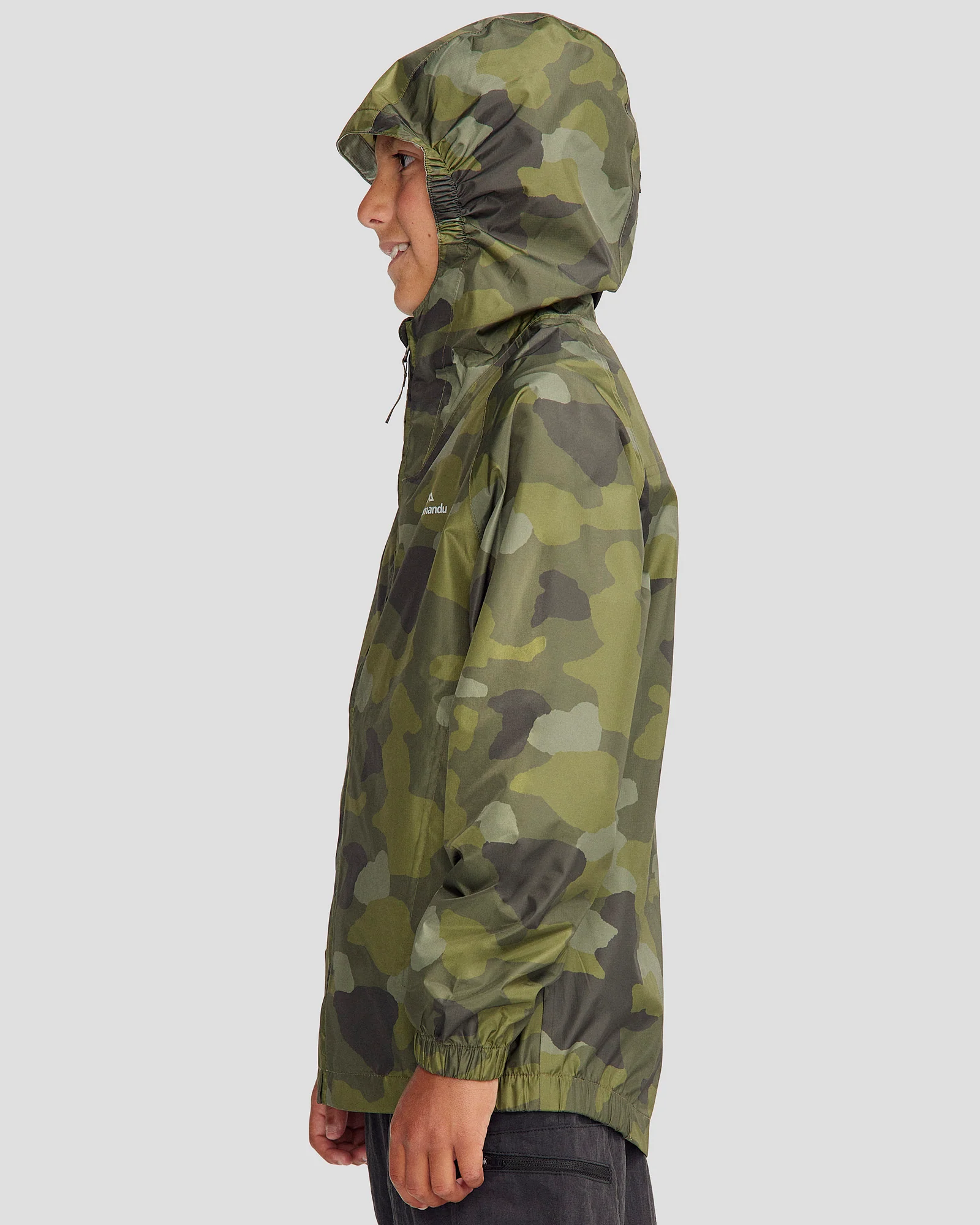 Youth Pocket-it 2-layer Rain Jacket - Light Moss Tree Camo Print - Image 3
