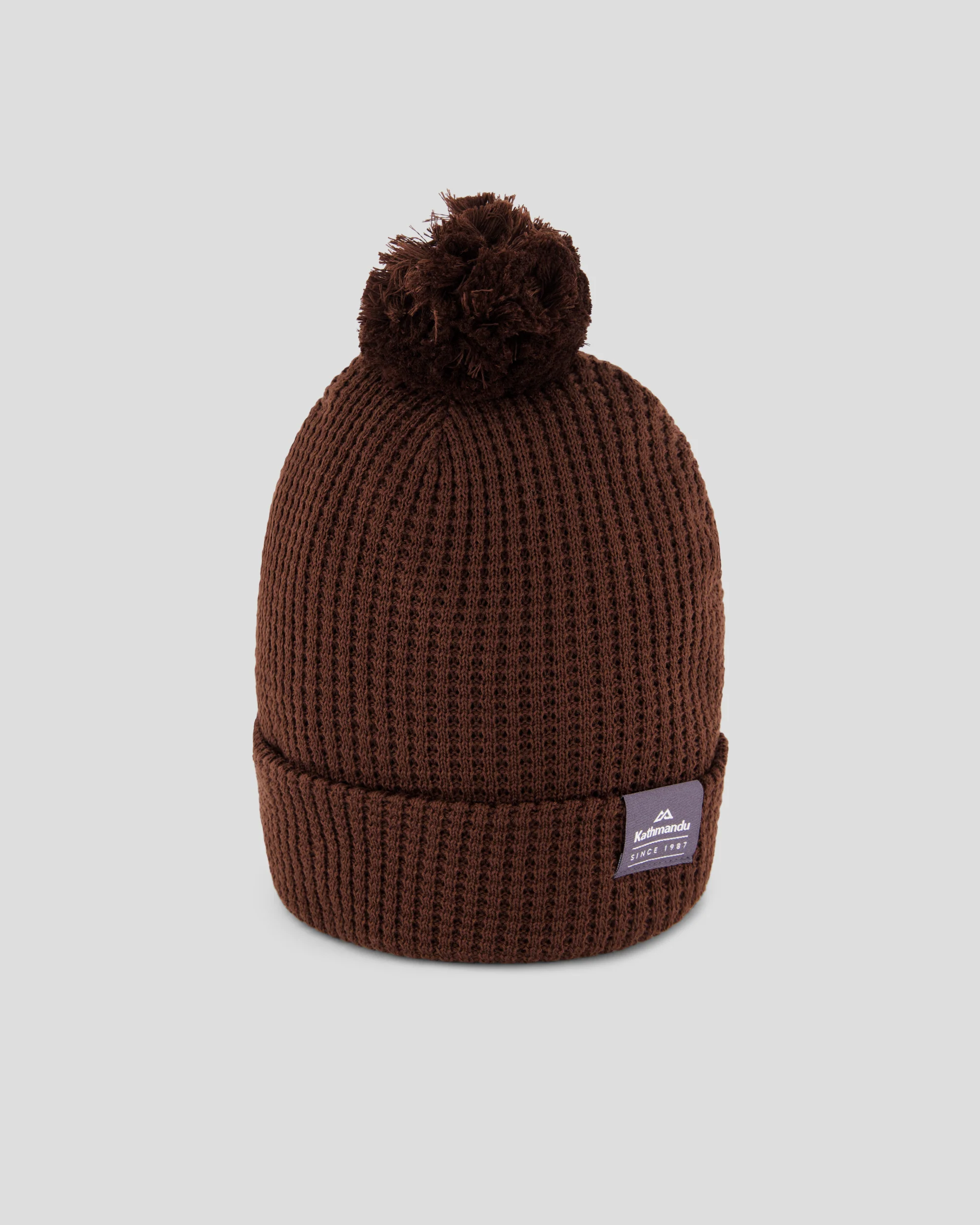 Removable Pom Pom Beanie - Cocoa - Image 3