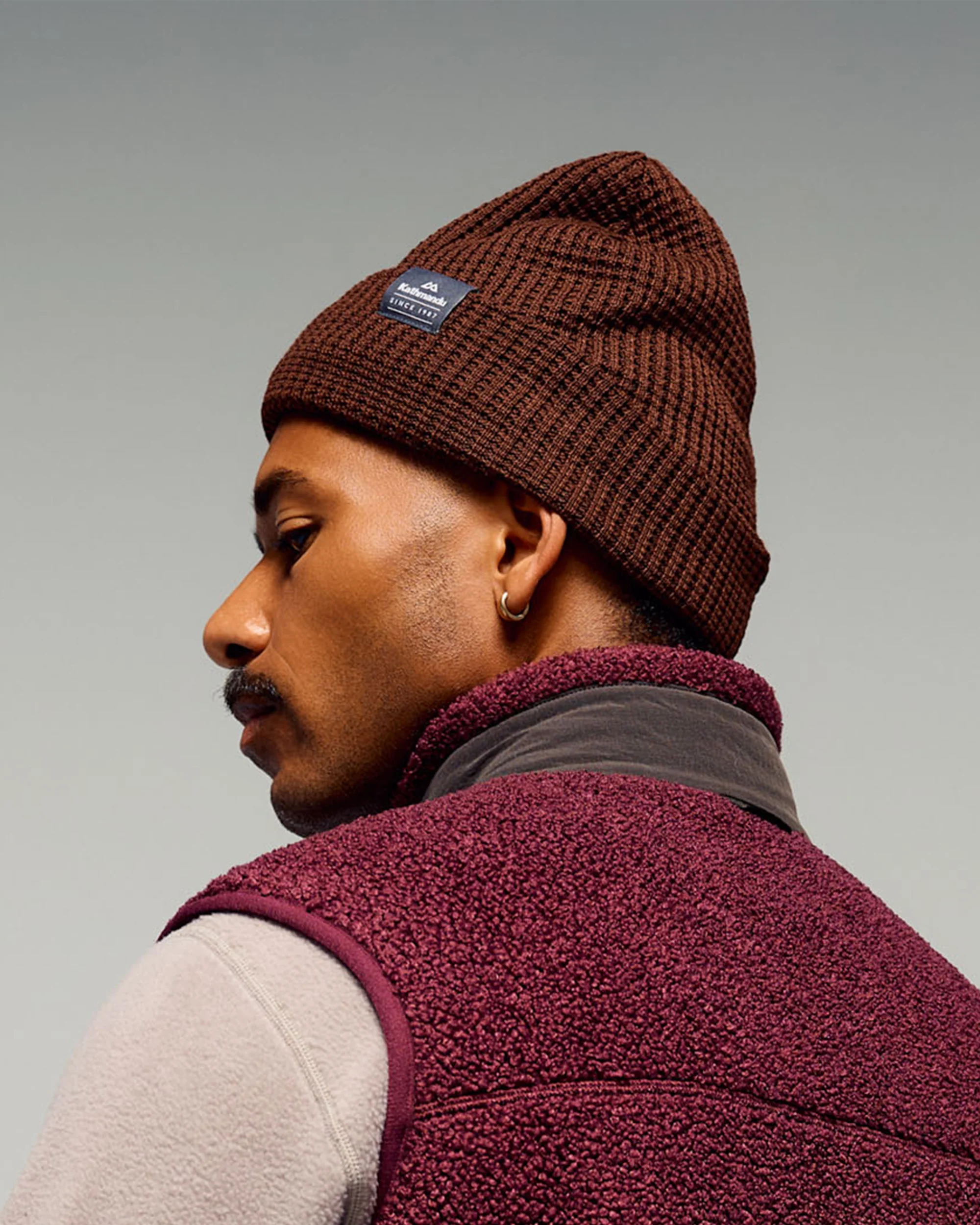 Removable Pom Pom Beanie - Cocoa - Image 4