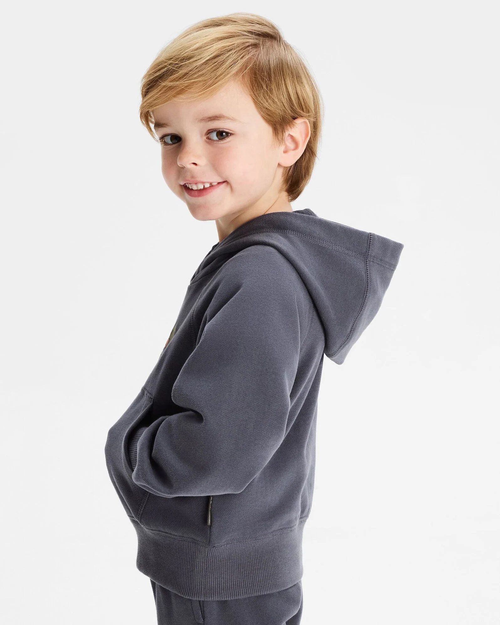 Kids' Retro Logo LT BB Hoodie - Mid Navy - Image 3