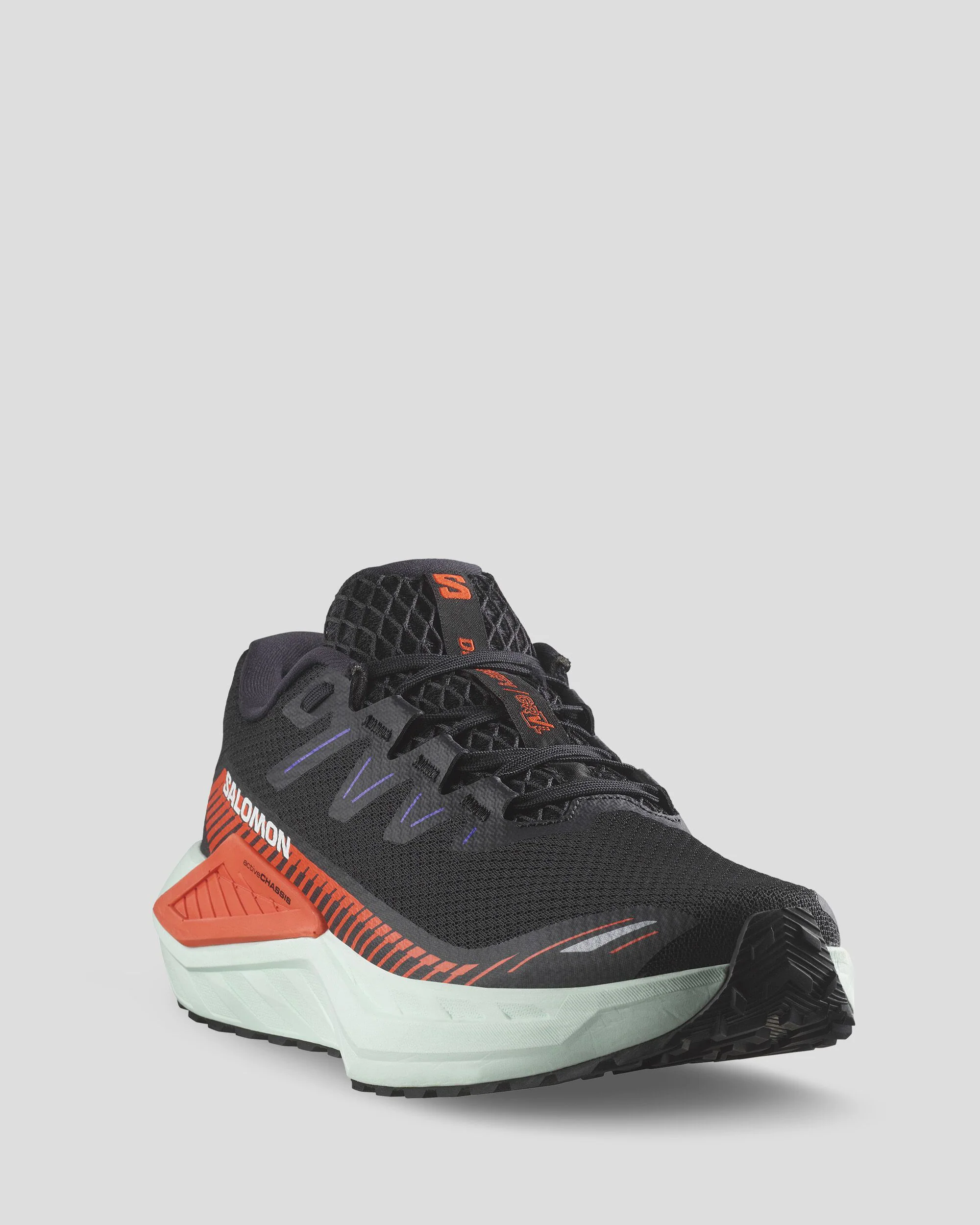 Men's Salomon DRX Defy Grvl Running Shoes - Black/CherryTomato/Bay - Image 2