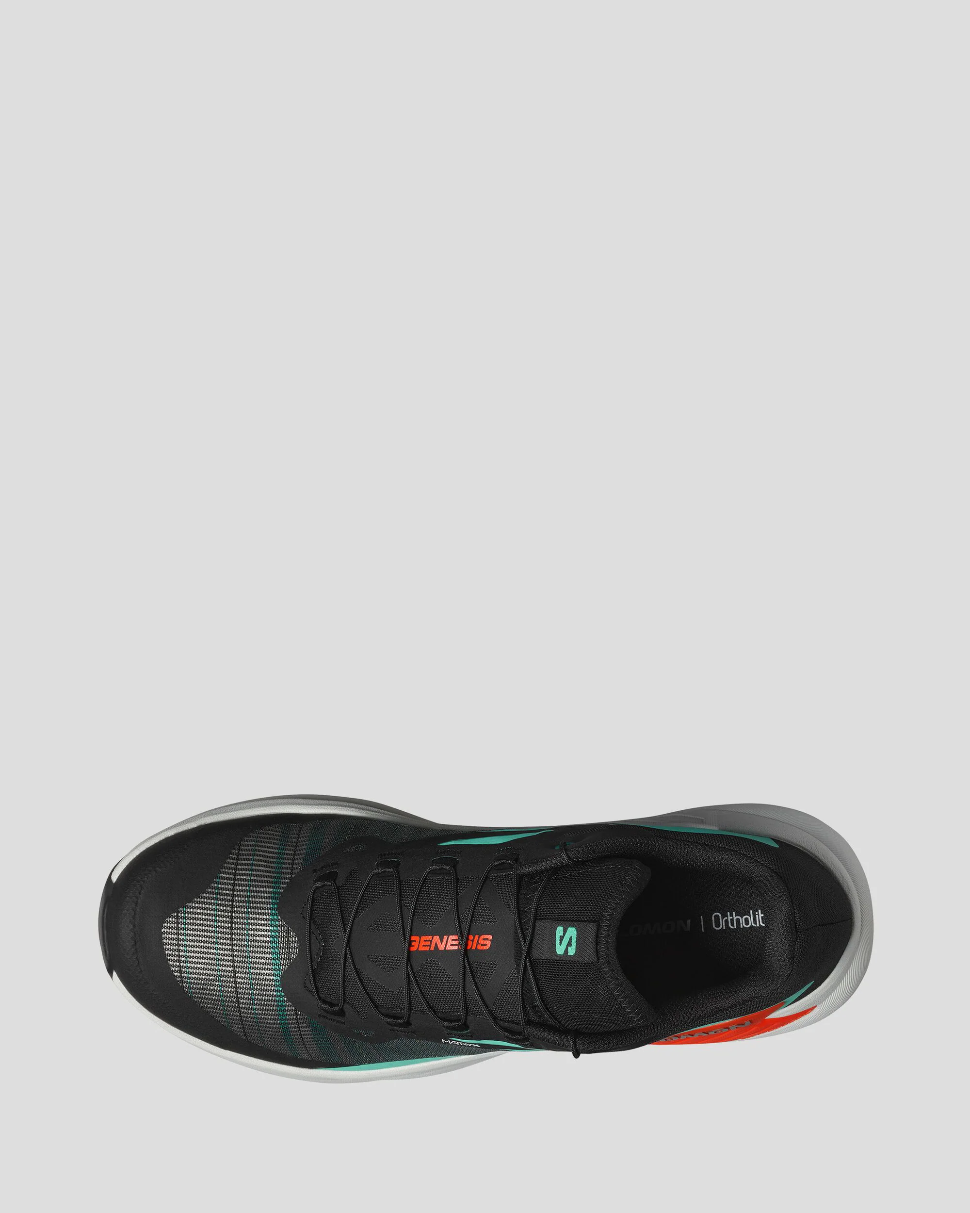 Men's Salomon Genesis Trail Running Shoes - Black/Electric Green/Cherry Tomato - Image 4