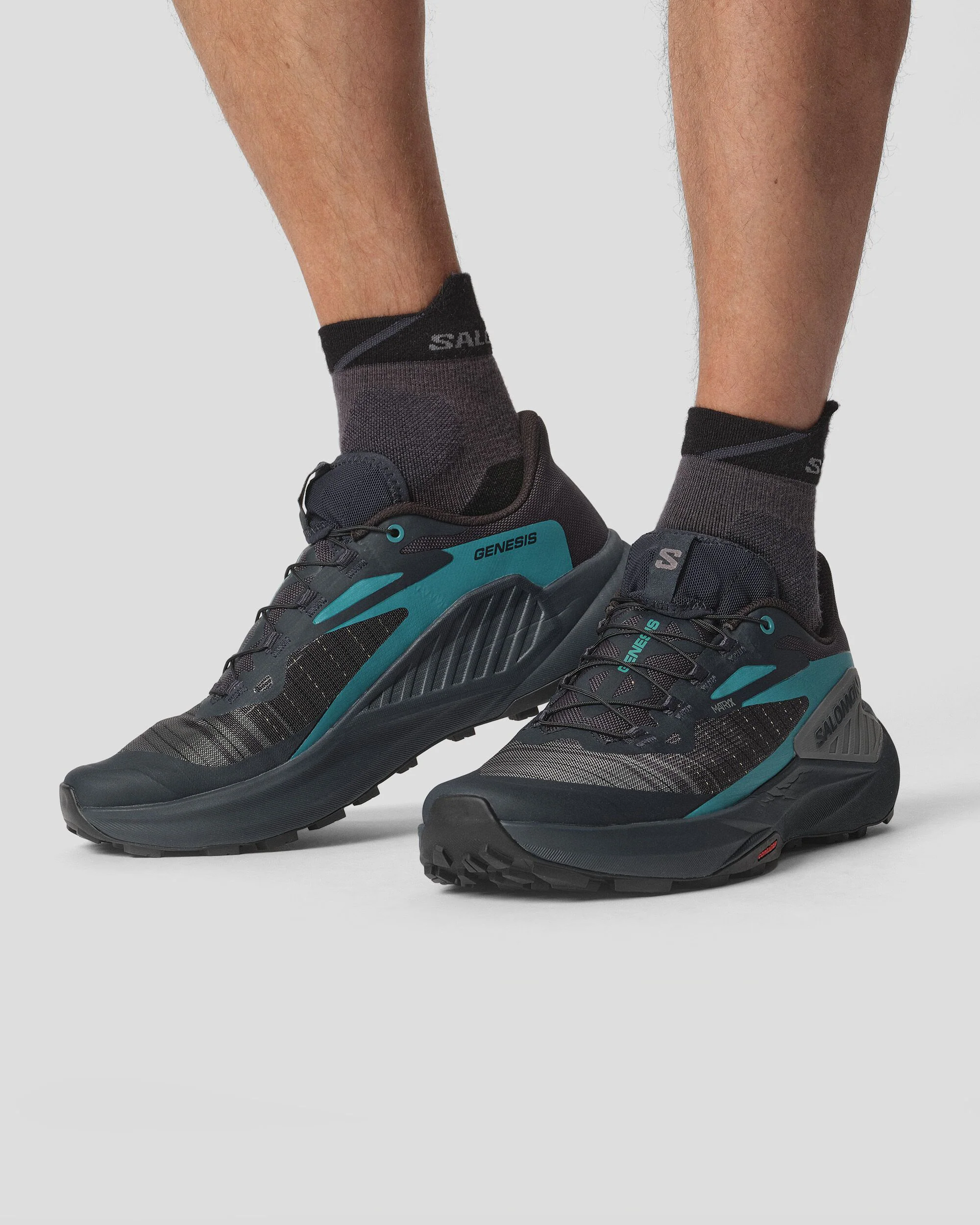 Men's Salomon Genesis Trail Running Shoes - Carbon/Tahitian Tide/Quiet Shade - Image 7