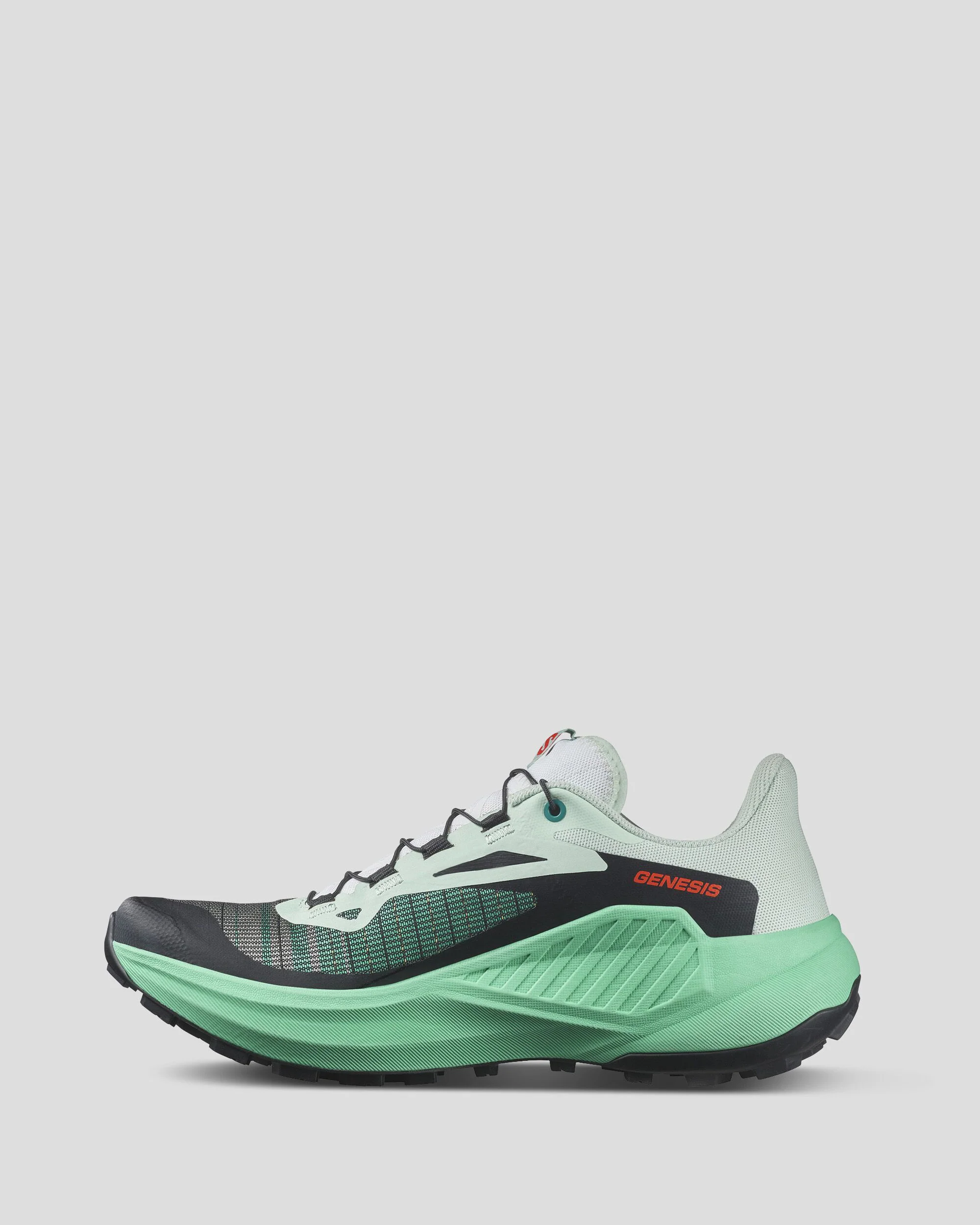 Women's Salomon Genesis Trail Running Shoes - Bay/Electric Green/Cherry Tomato - Image 3
