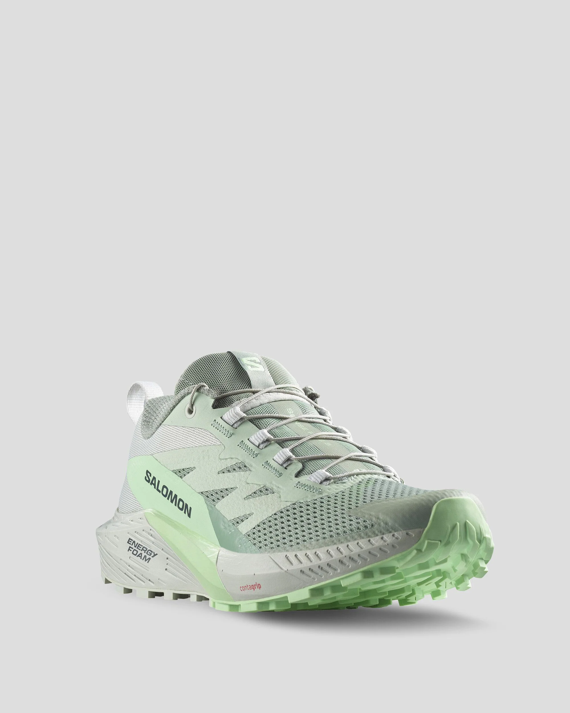Women's Salomon Sense Ride 5 Trail Running Shoes - Lily Pad/Metal/Green Ash - Image 2