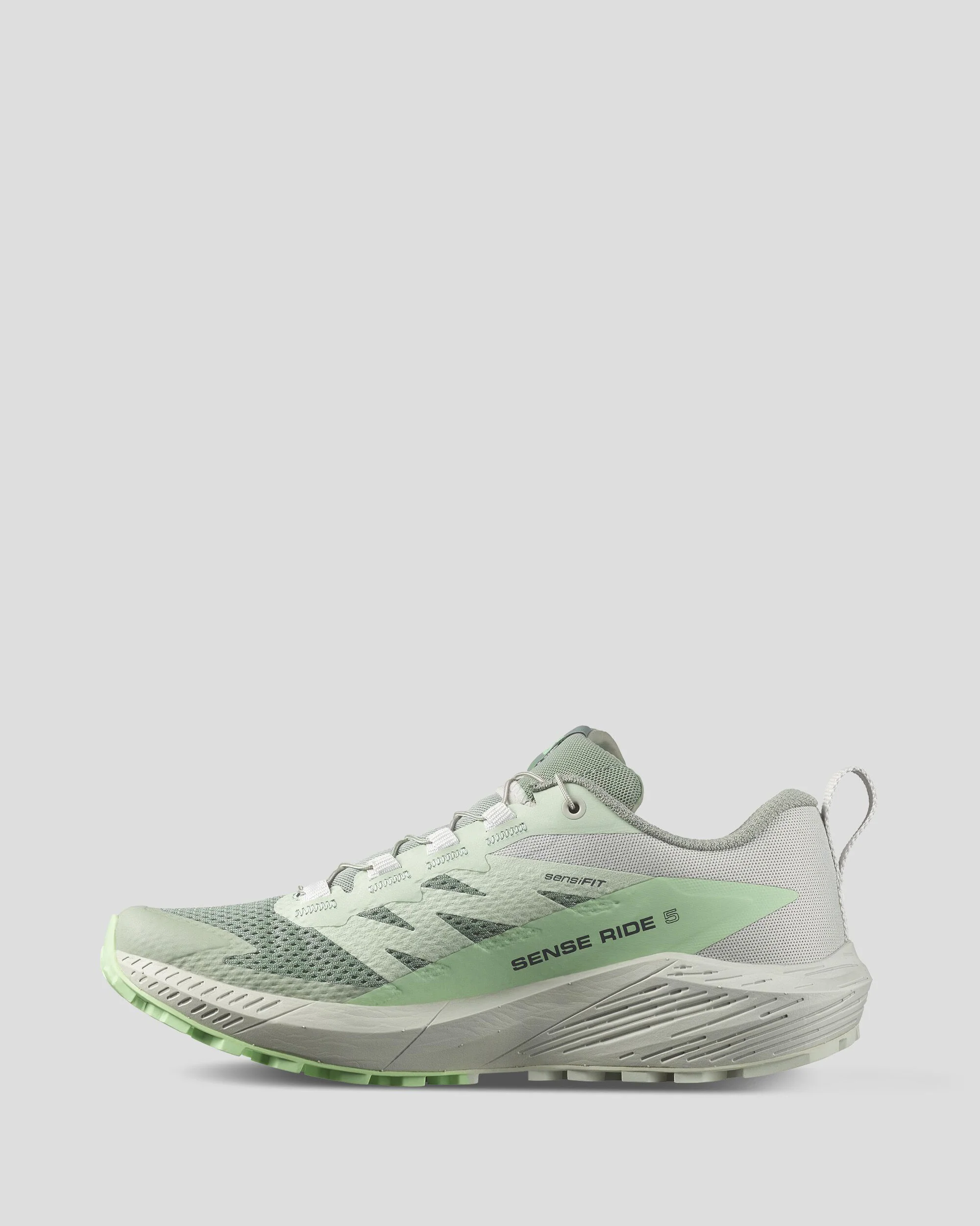 Women's Salomon Sense Ride 5 Trail Running Shoes - Lily Pad/Metal/Green Ash - Image 3